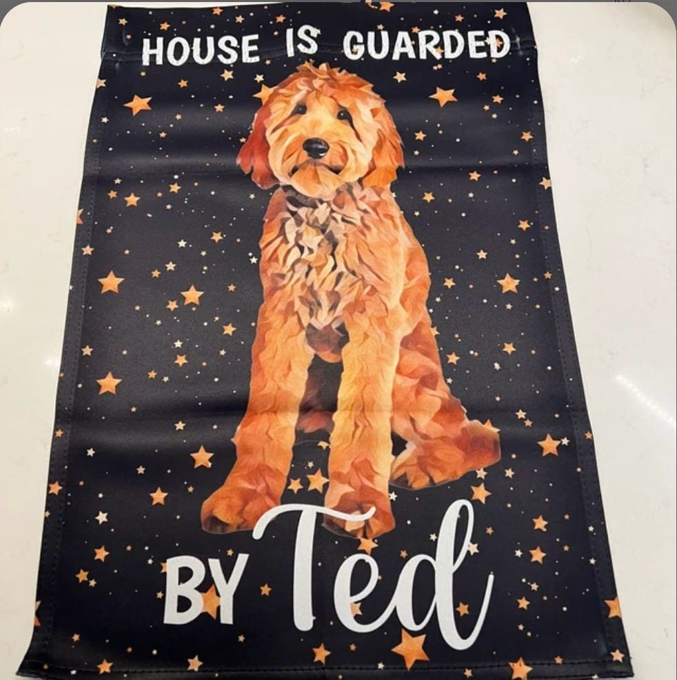Personalized Goldendoodle garden flag, golden doodle house banner, golden doodle gifts, apricot doodle mom dad gift, Labradoodle garden flag
