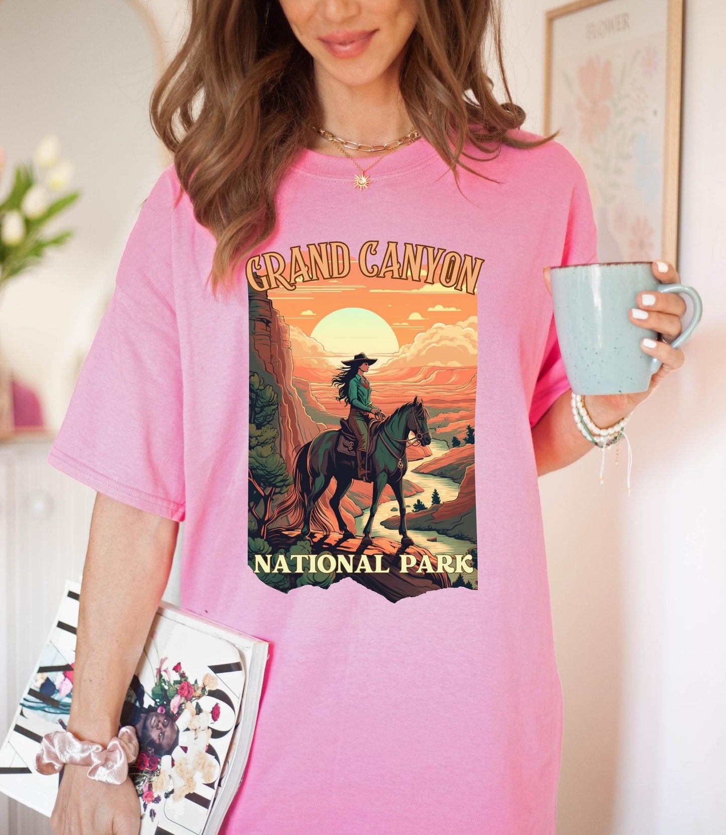 Grand canyon shirt, cowgirl tee, horse riding shirt, cowgirl gifts, sister birthday gift, rim to rim grand canyon, national park t-shirt,