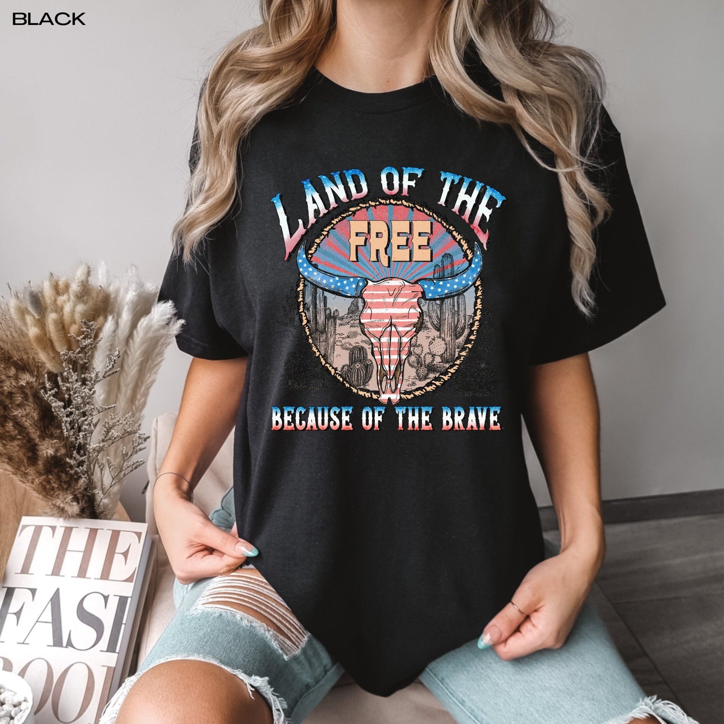 4th of july comfort colors shirt, land of the free shirt, America shirt, Independence Day Tee, retro cowgirl gift, western cowboy gift