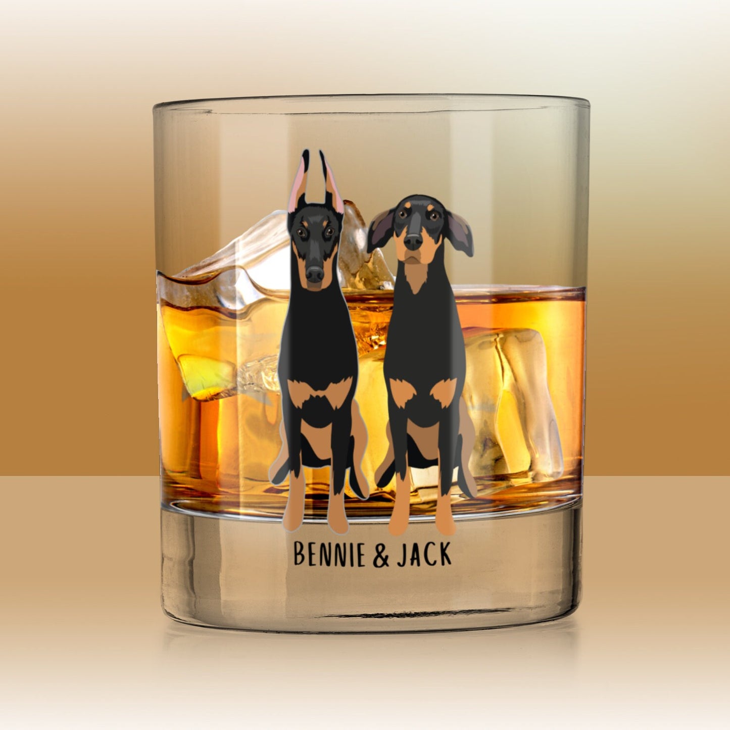 Doberman dad gift, whiskey glass, doberman gifts, doberman mom, doberman puppy, brown doberman, wedding gift, anniversary gift, pet los gift