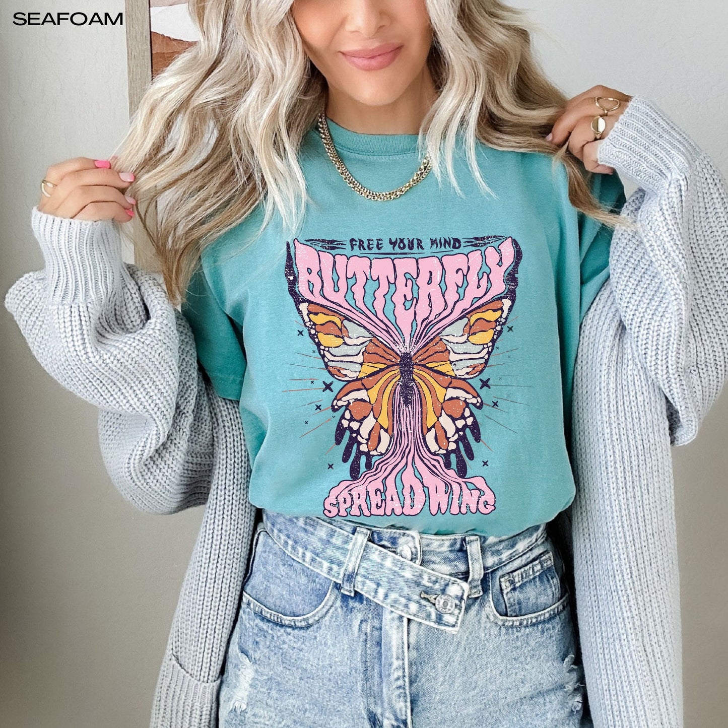 Retro butterfly shirt, comfort colors shirt, cottagecore, spread your wing, spiritual shirt, hippie shirt, love life shirt, nature lover tee