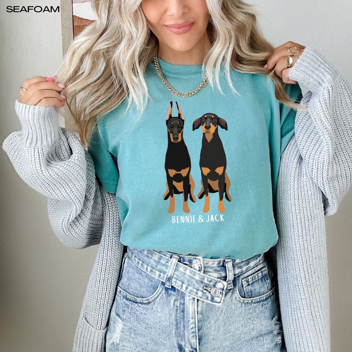 Doberman t-shirt, comfort colors shirt, doberman gift, doberman dad gift, brown doberman mom, doberman pincher, personalized dog owner shirt