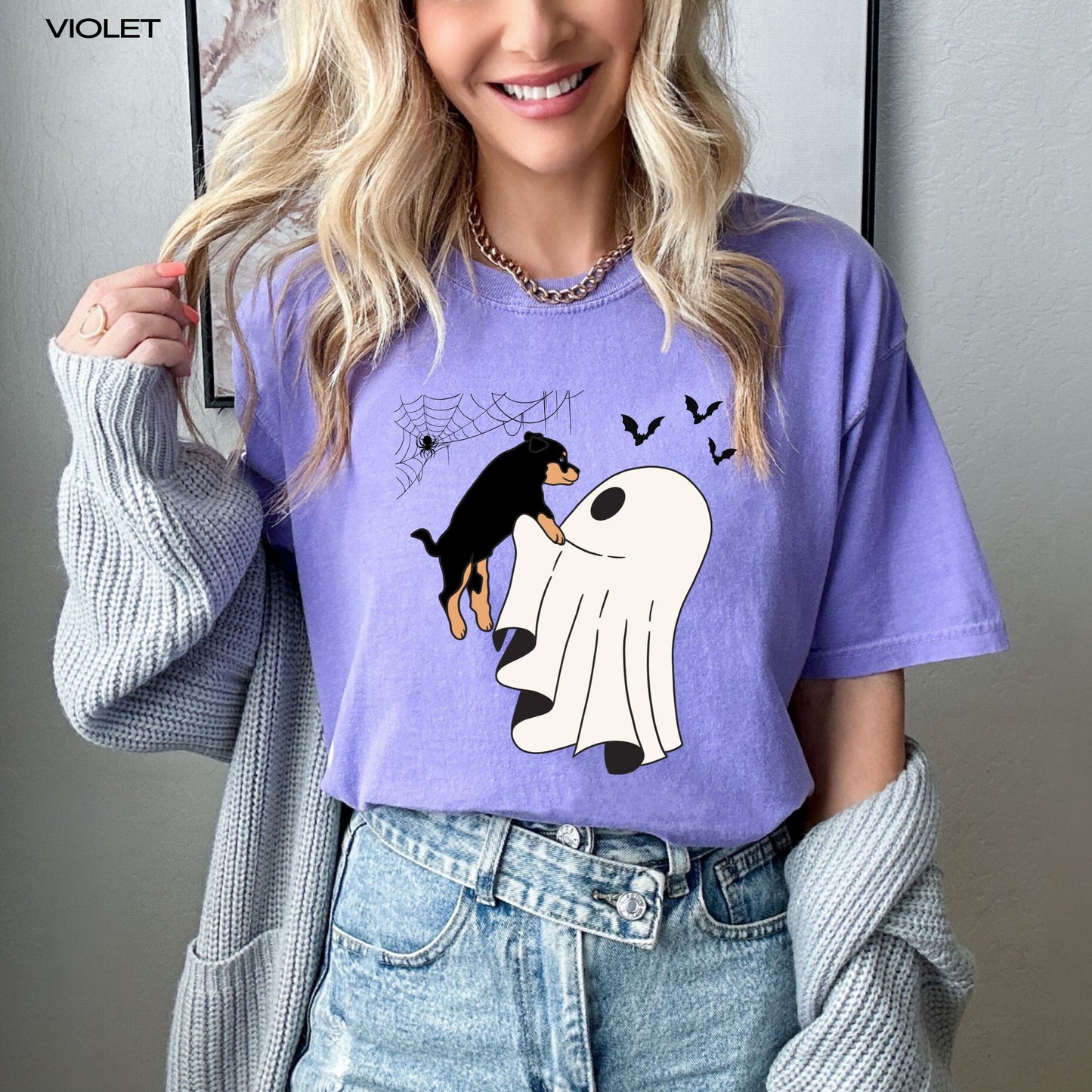 Ghost Rottweiler shirt, comfort colors t-shirt, Halloween rottweiler gift, rottie mom birthday gift, rottweiler puppy dad christmas gift