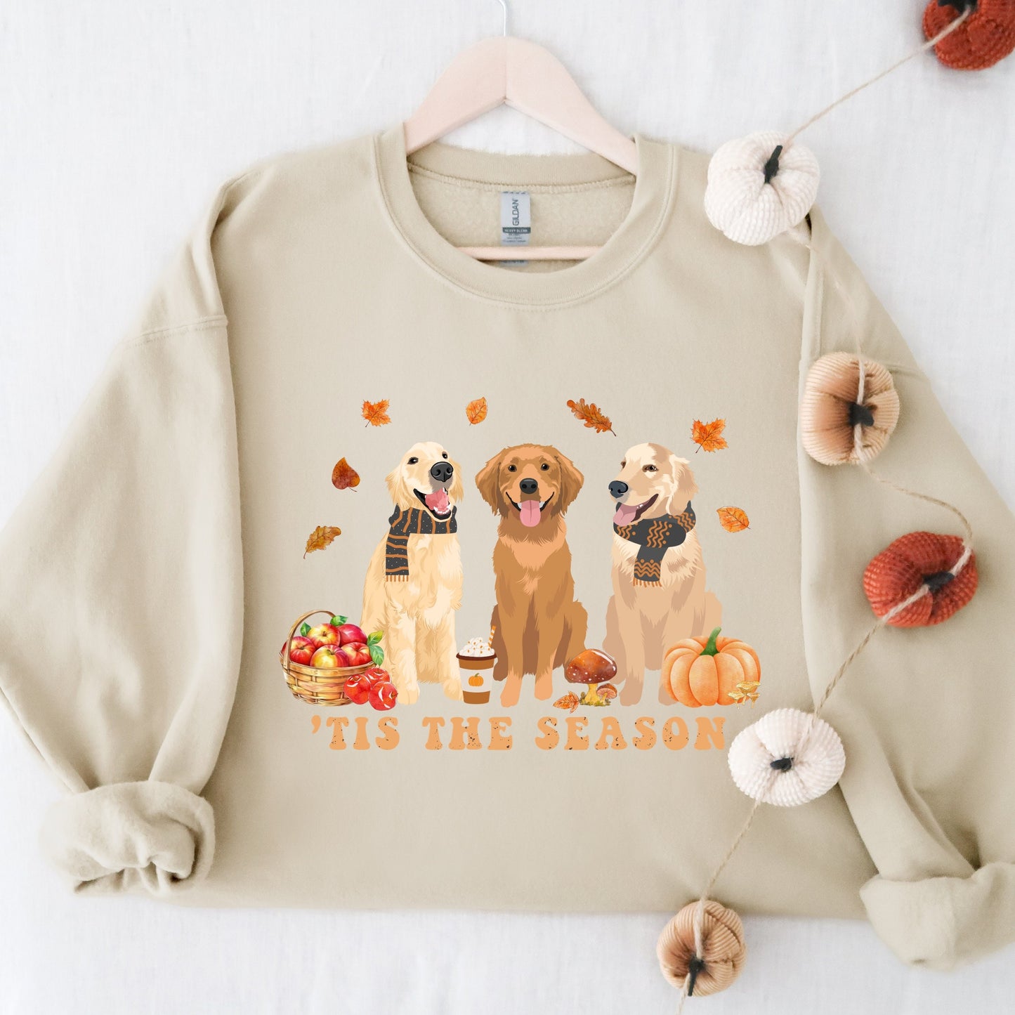 Golden retriever fall sweatshirt, autumn mushroom shirt, retriever gifts, fall dog shirt, dog lover sweater, dog Christmas gift, dog mom tee