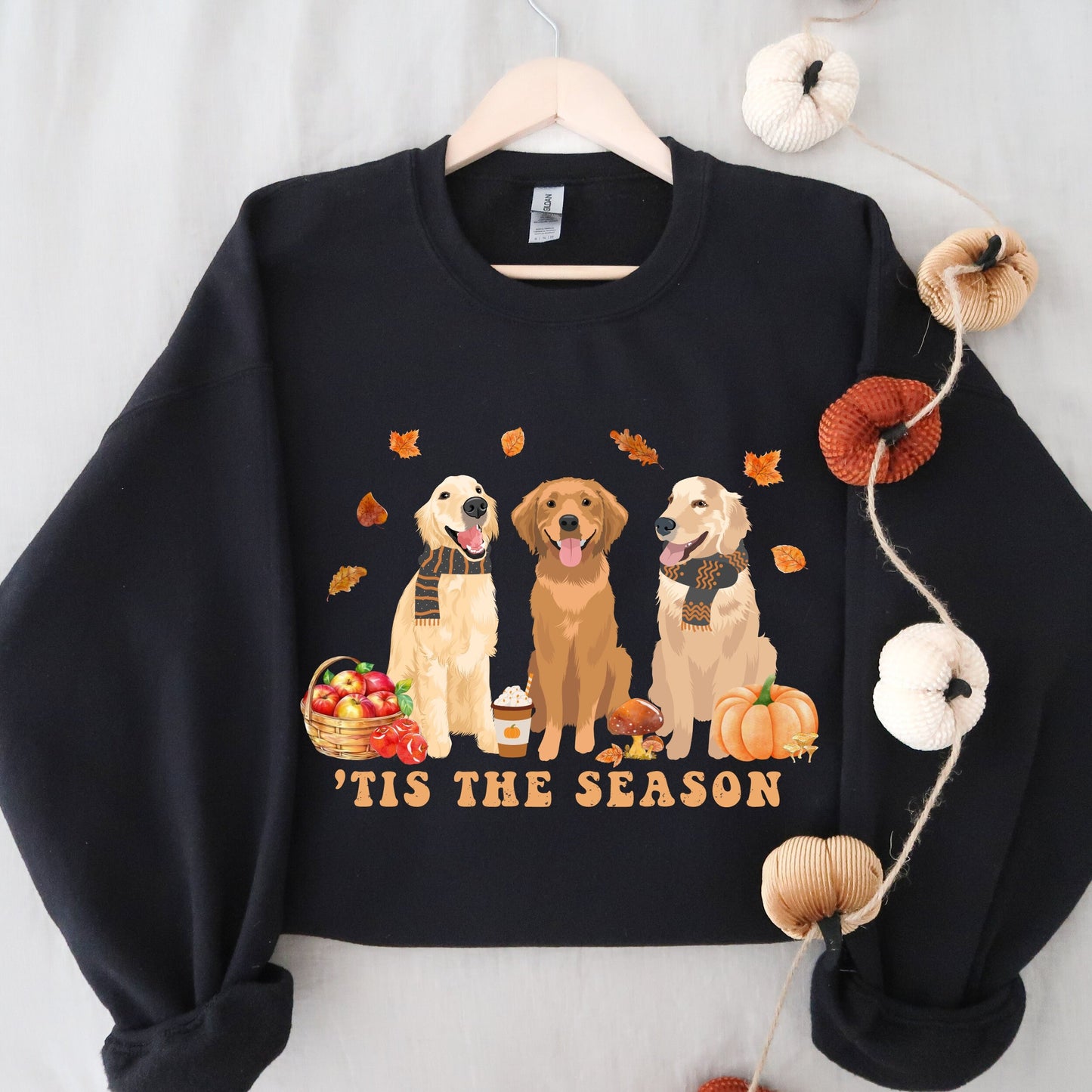 Golden retriever fall sweatshirt, autumn mushroom shirt, retriever gifts, fall dog shirt, dog lover sweater, dog Christmas gift, dog mom tee