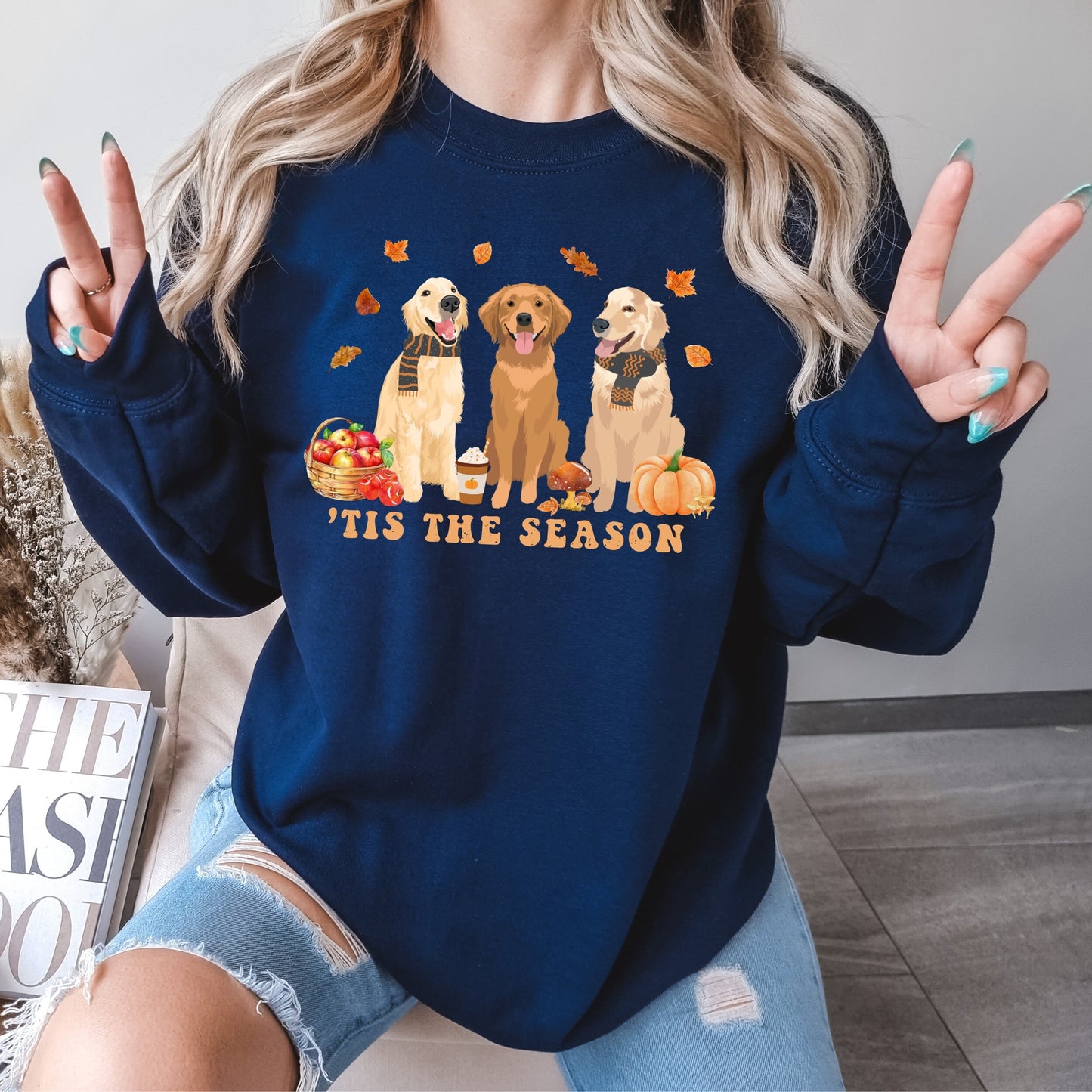 Golden retriever fall sweatshirt, autumn mushroom shirt, retriever gifts, fall dog shirt, dog lover sweater, dog Christmas gift, dog mom tee