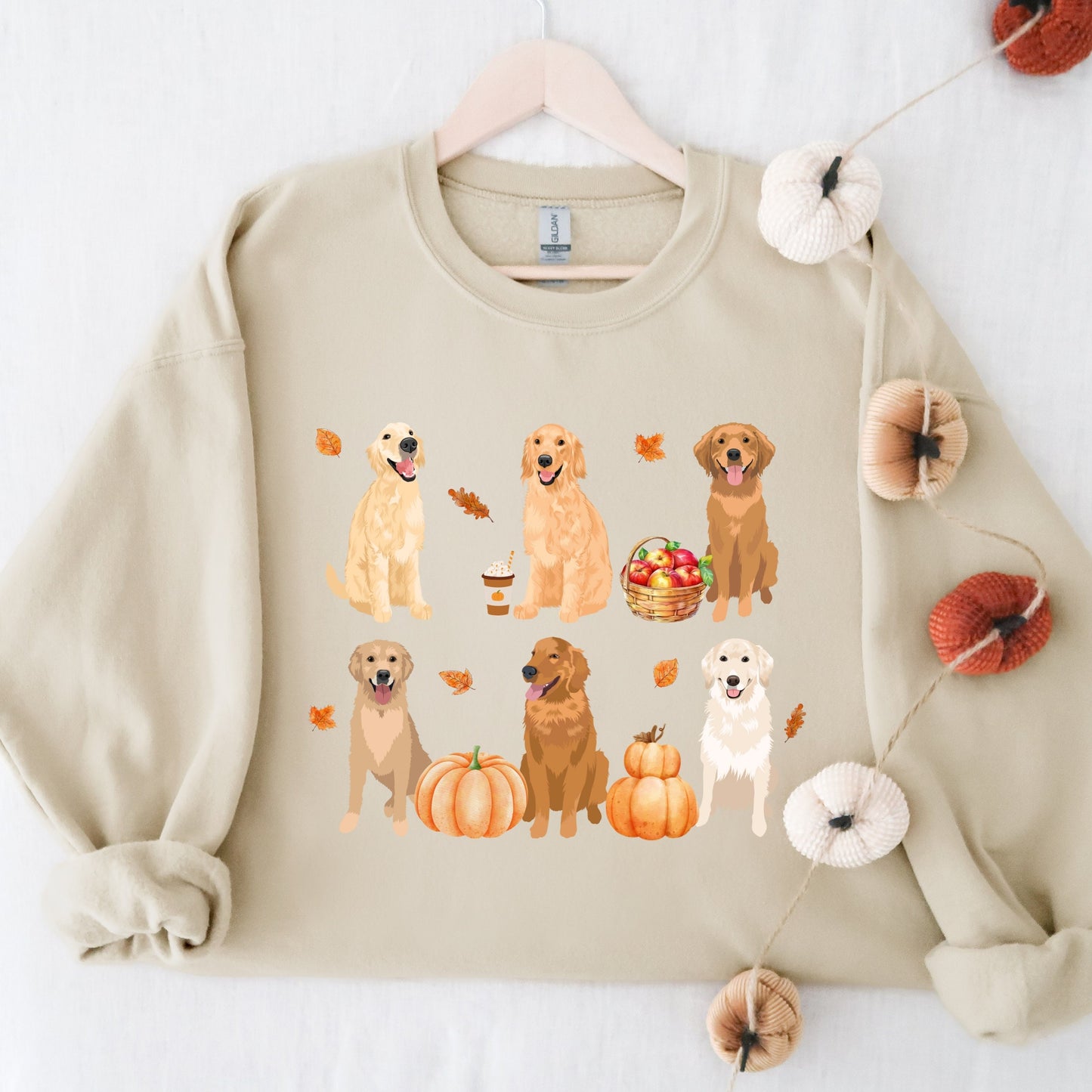 Fall Golden retriever sweatshirt, autumn retriever gifts, golden retriever dad, halloween pumpkin shirt, dog mom sweater, pumpkin crewneck