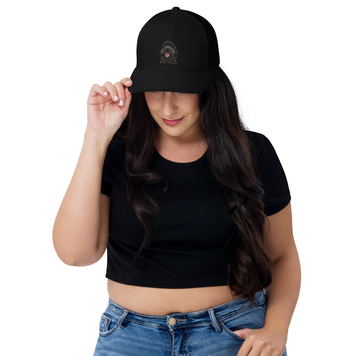 Golden doodle trucker hat
