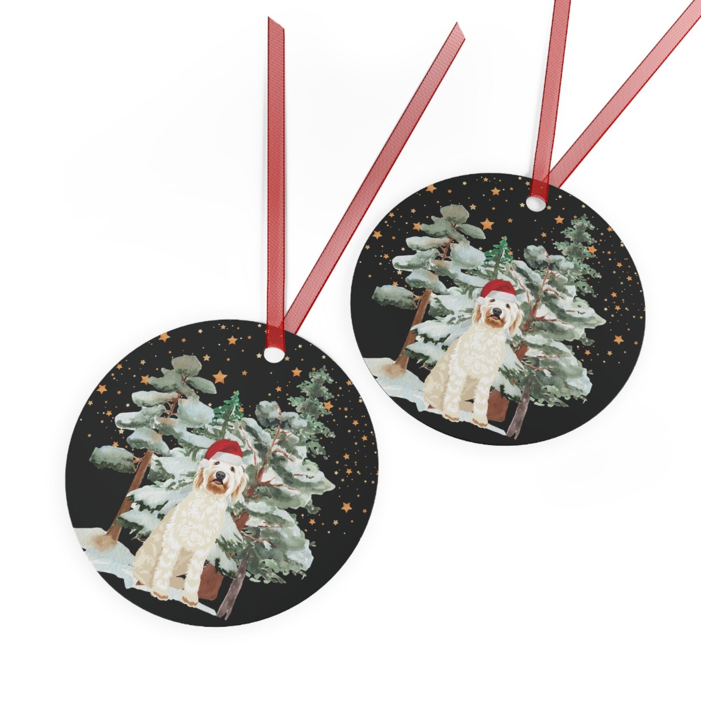 Winter golden doodle ornament, metal, Goldendoodle ornament, dog holiday decor, goldendoodle gifts, doodle mom gift, doodle Christmas bauble