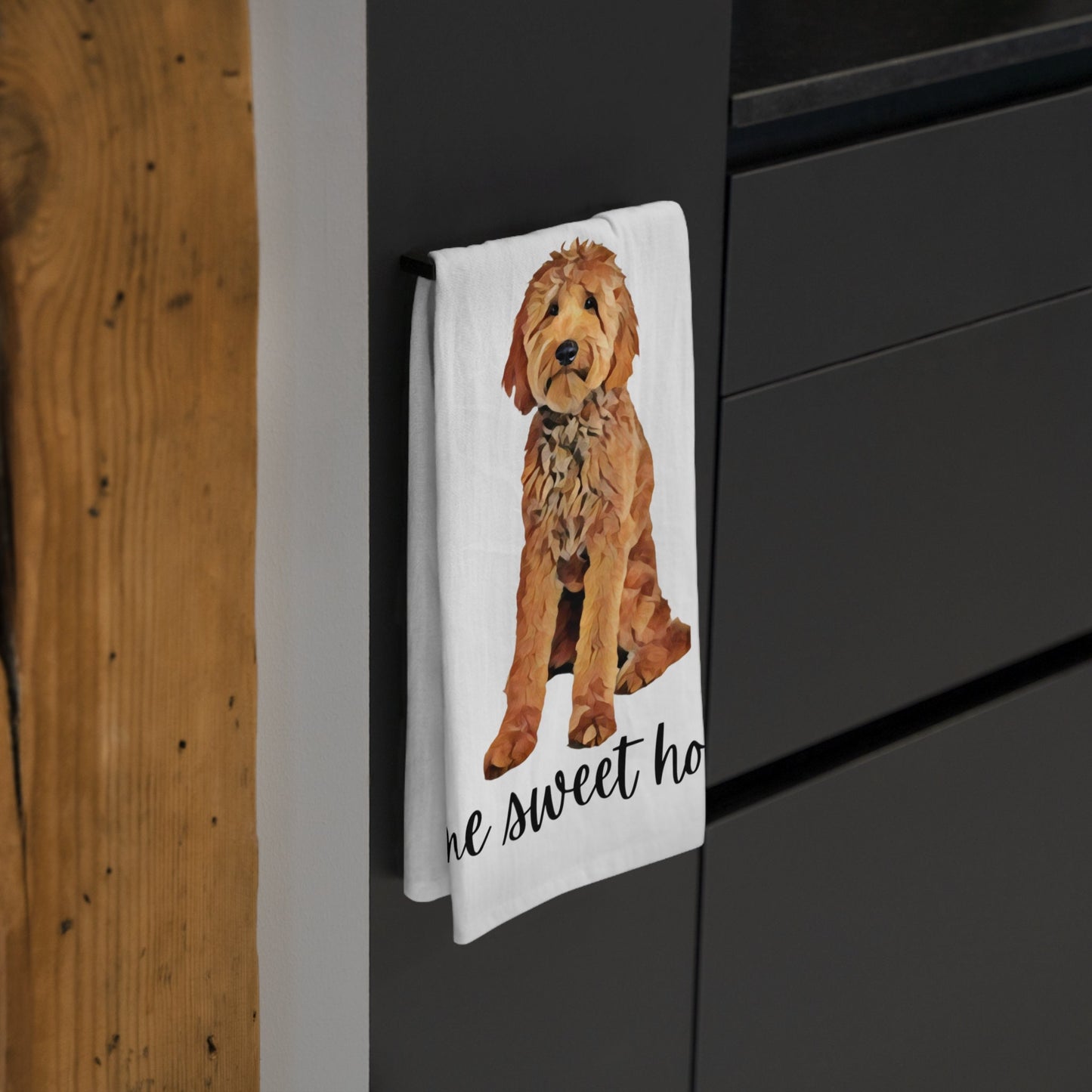 Goldendoodle flour sack kitchen tea towel, golden doodle tea towel, farmhouse hand towel, golden doodle dish towel, 100% cotton, doodle gift