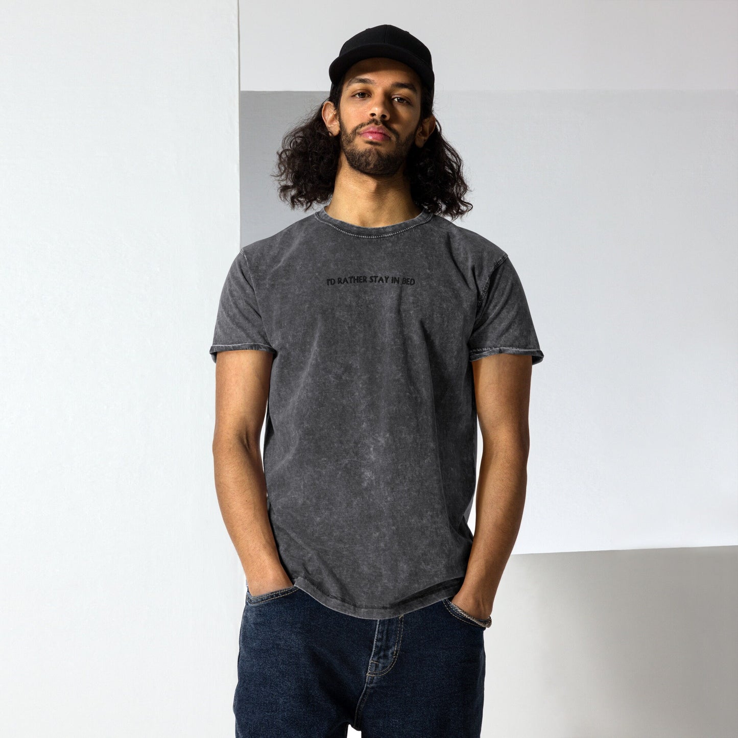Embroidered I'd rather stay in bed shirt