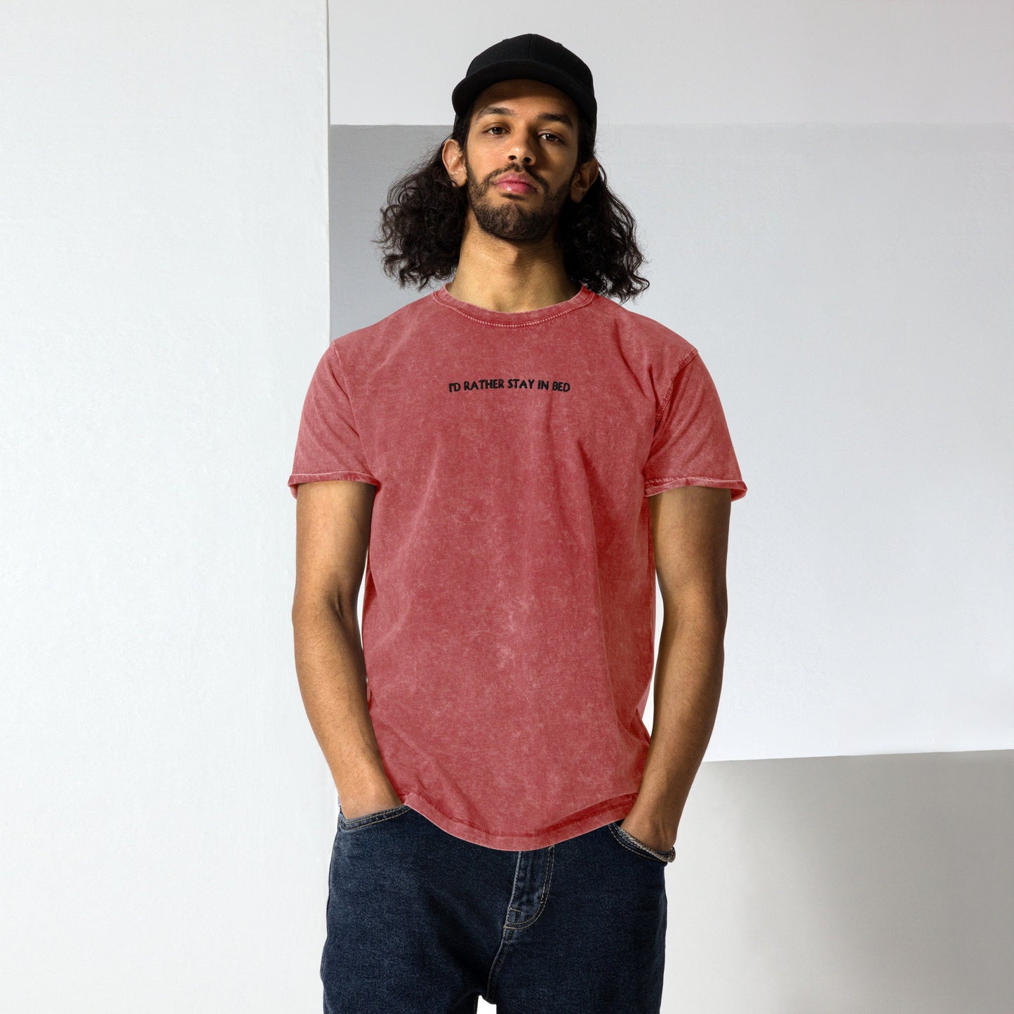 Embroidered I'd rather stay in bed shirt