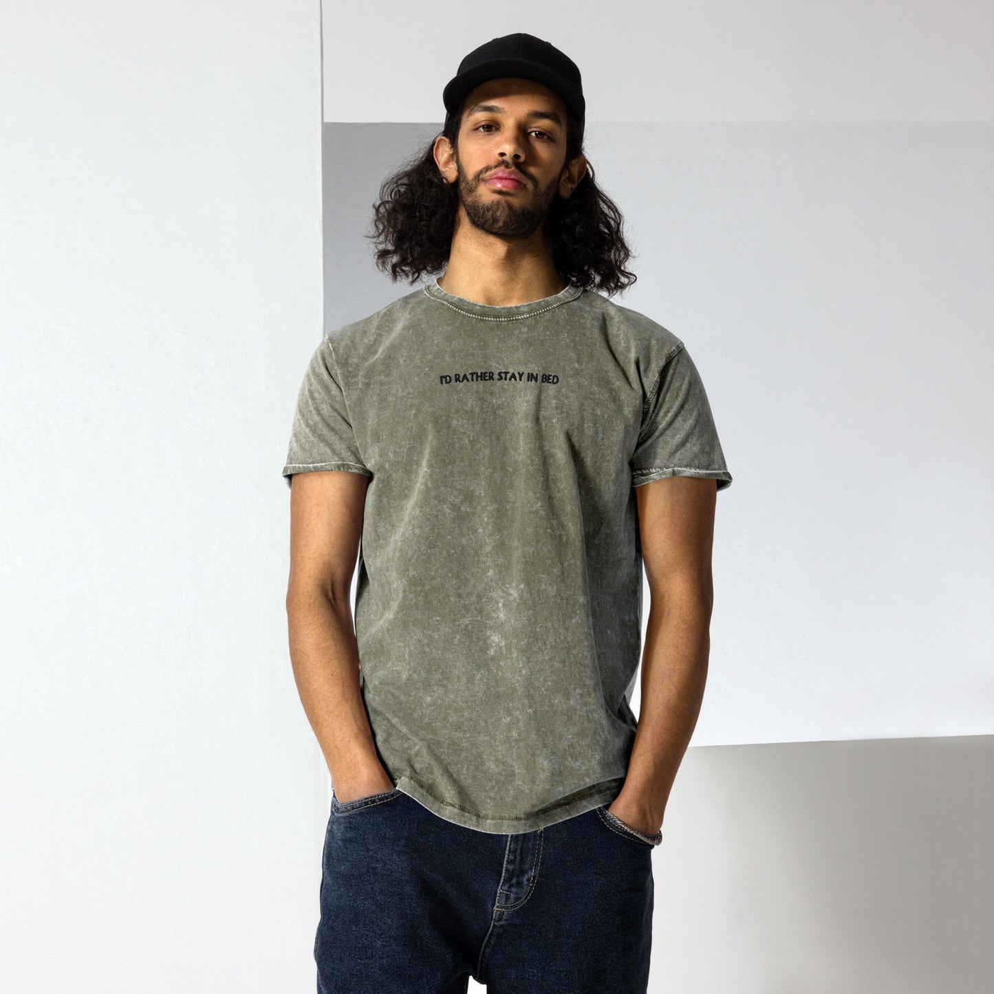 Embroidered I'd rather stay in bed shirt