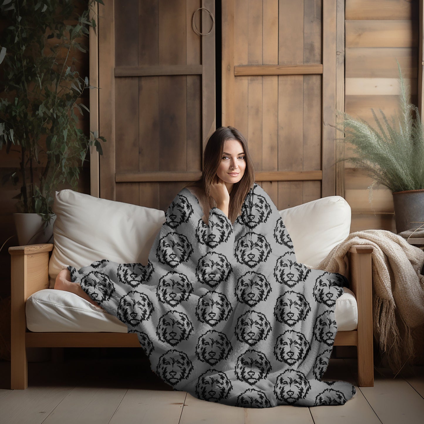 Golden doodle throw blanket, goldendoodle blanket, doodle mom gift, sand sweatshirt, doodle dad gift, doodle lover gift, black doodle head