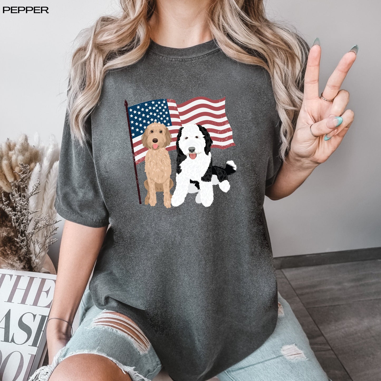 Usa flag doodle shirt, comfort colors tee, 4th of july gifts, goldendoodle gifts, dog mom birthday gift, doodle dad shirt, labradoodle dog