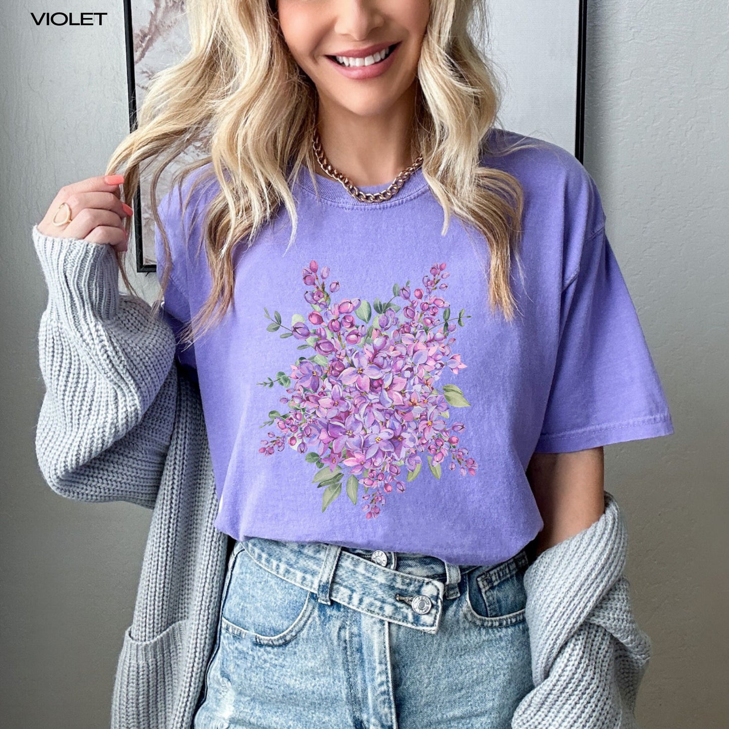 Cottagecore Lilac Shirt, wildflower tshirt, cutecore nature lover outfit, easter gift, niece birthday gift, lavender boho shirt