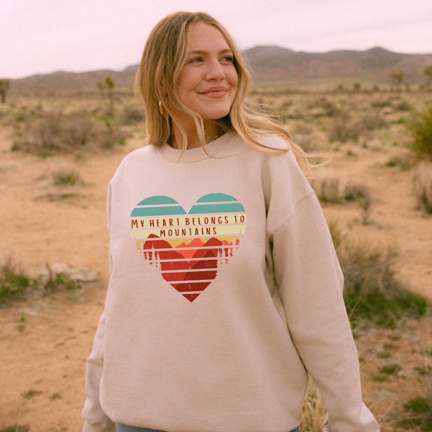 Mountain lover sweatshirt, my heart belongs to mountains, mountain shirt, oversized, rocky mountain aesthetic clothes college