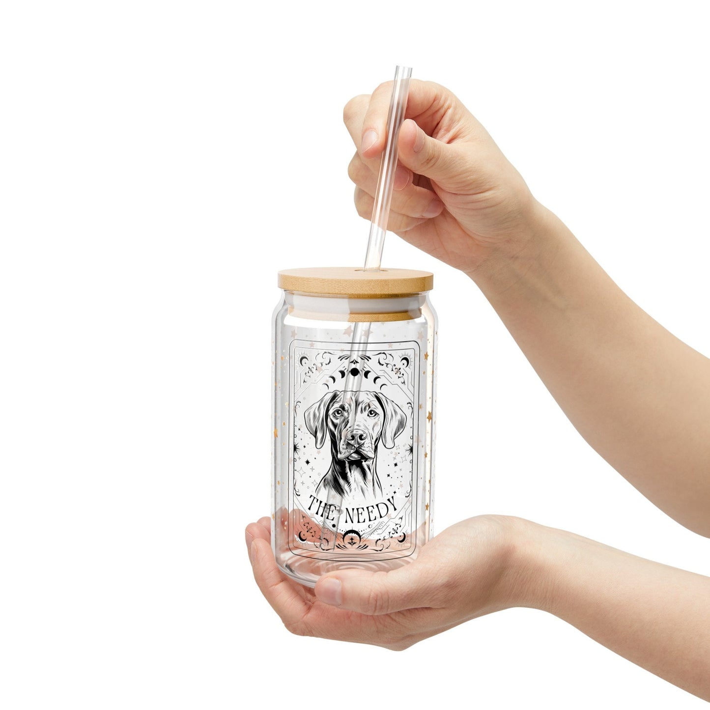 Tarot Vizsla coffee glass with lid, 16oz, vizla gifts, viszla mom birthday gift, mothers day gift, beer can glass, vizsla lover gift