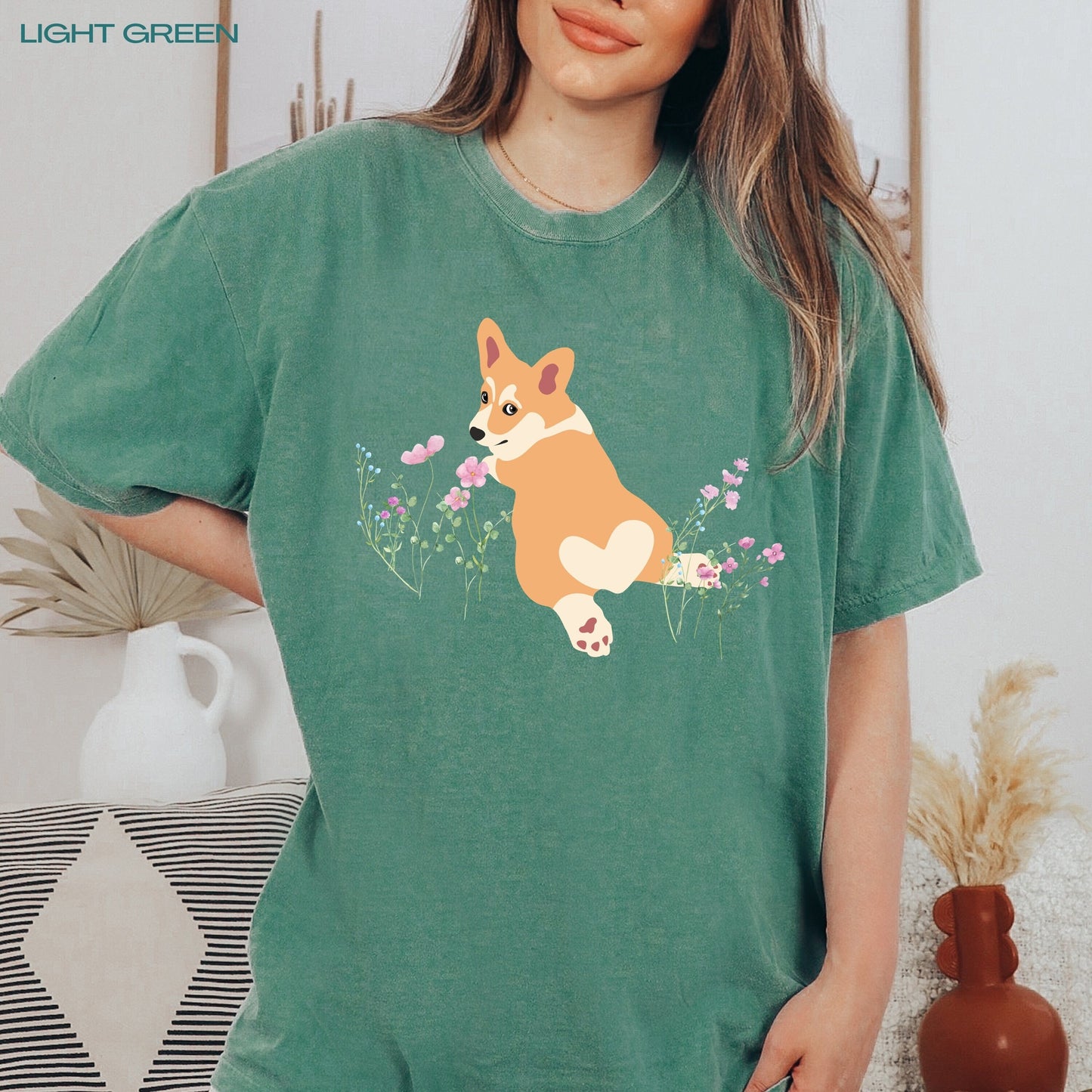 Wildflower Corgi shirt, cottagecore aesthetic tee, comfort colors, corgi gifts, pembroke welsh corgi, sister birthday gift, mothers day gift
