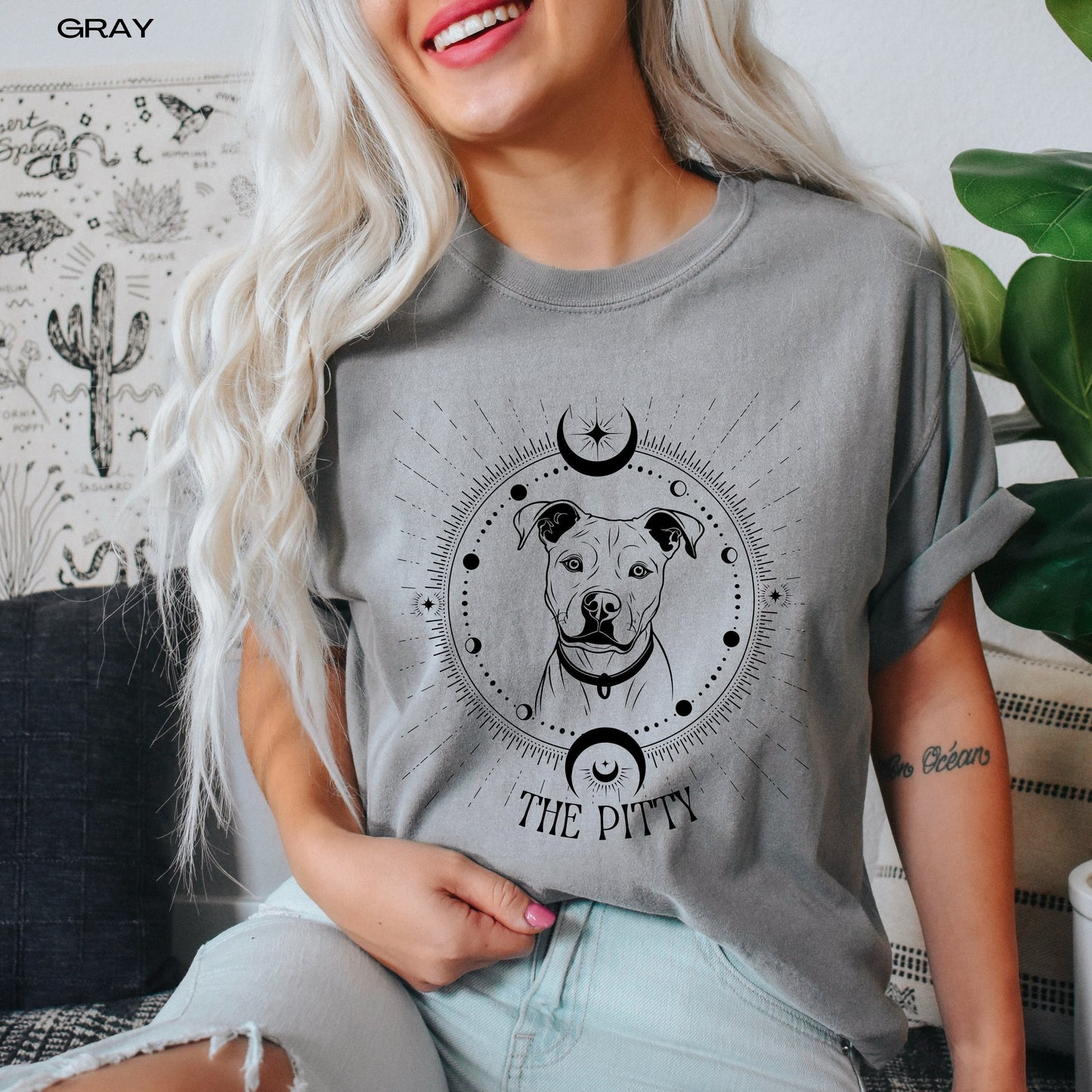 Tarot Pitbull shirt, comfort colors t-shirt, pitbull gift, dog rescue shirt, moon phase shirt, pitbull mom shirt, mothers day gift, birthday