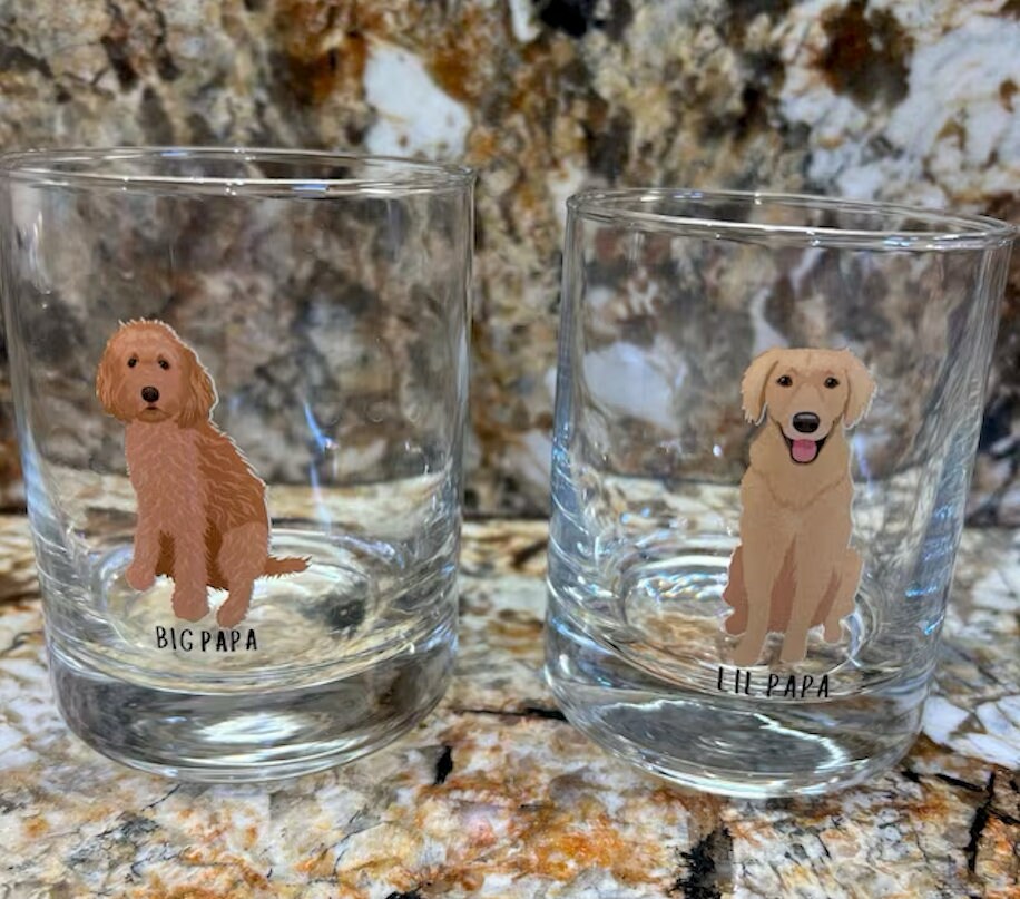 Personalized Golden retriever dad gift, whiskey glass, bachelor gift, dog dad gift, golden retriever gift, golden mom gift, dog husband gift
