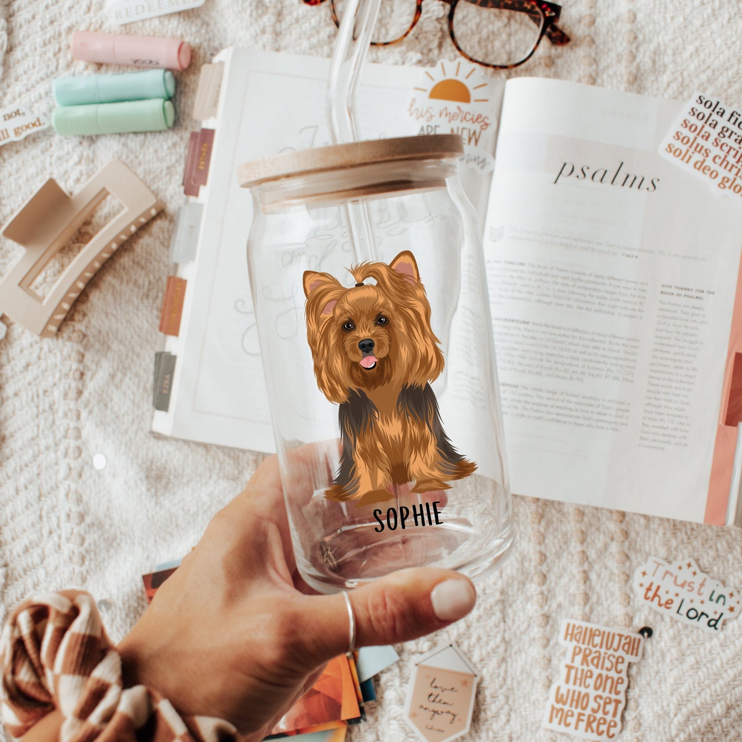 Yorkie glass, iced coffee glass, yorkie gifts, yorkie mom gift, Yorkshire terrier gifts, yorkie tumbler, mothers day gift, daughter birthday