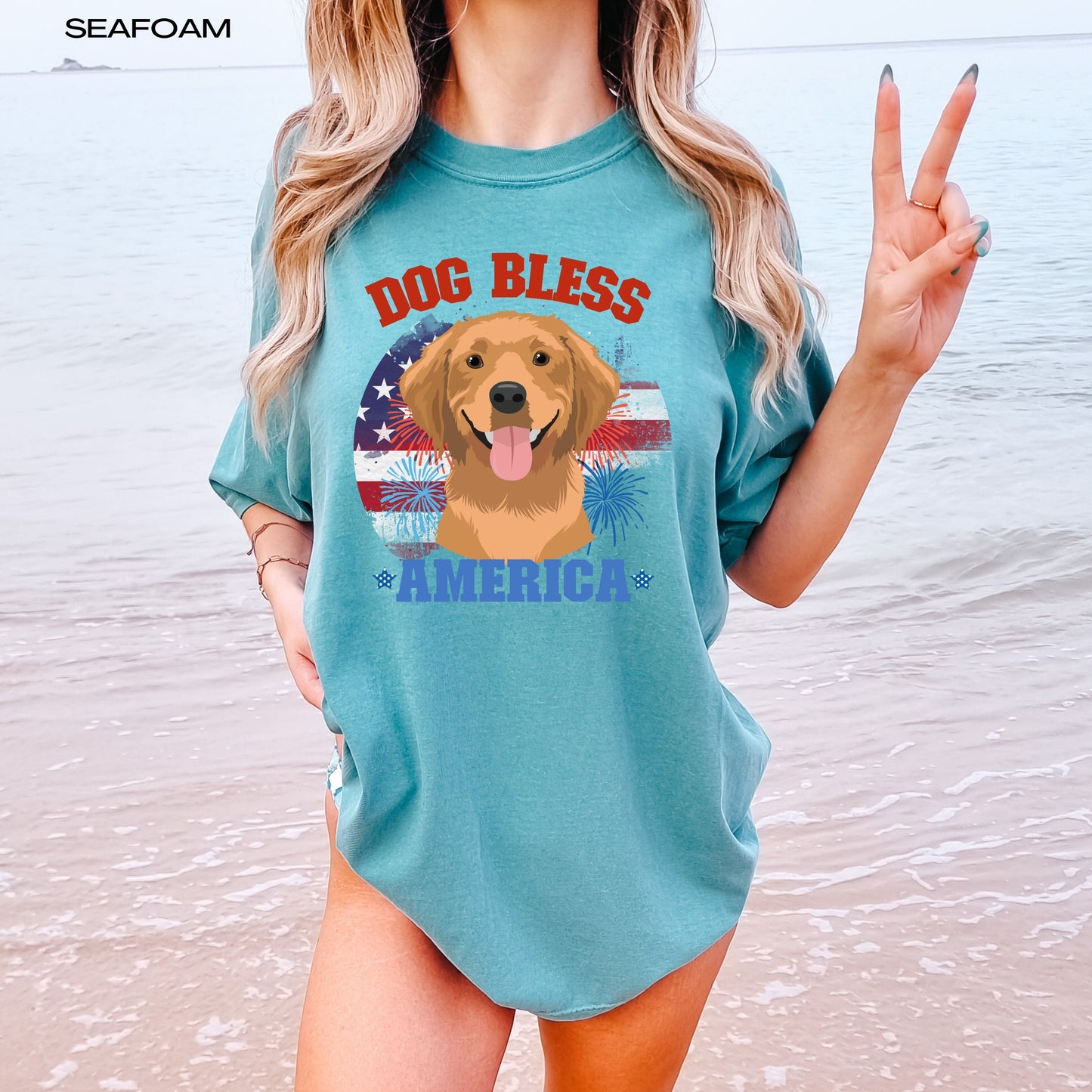 God Bless America Golden Doodle shirt, comfort colors shirt, america shirt, doodle gifts, 4th of july gift, red white and blue tee