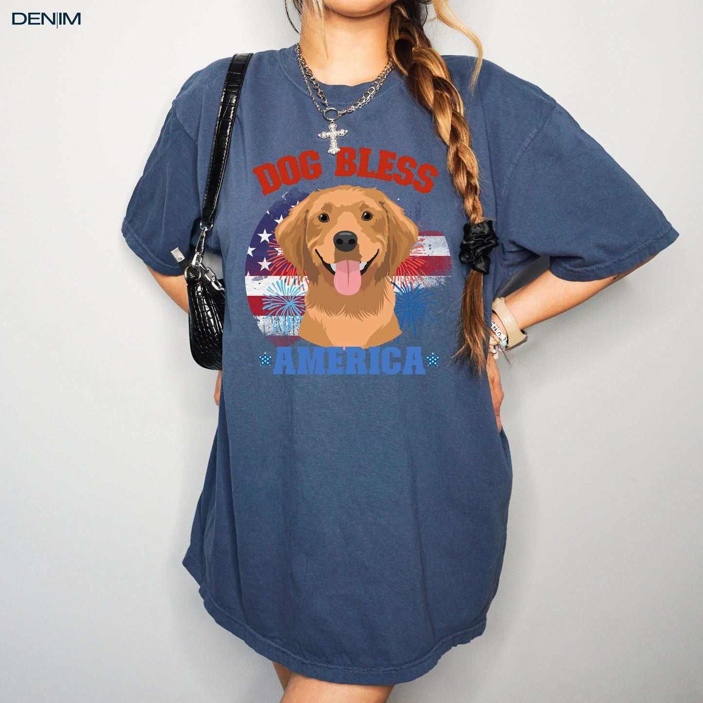 God Bless America Golden Doodle shirt, comfort colors shirt, america shirt, doodle gifts, 4th of july gift, red white and blue tee