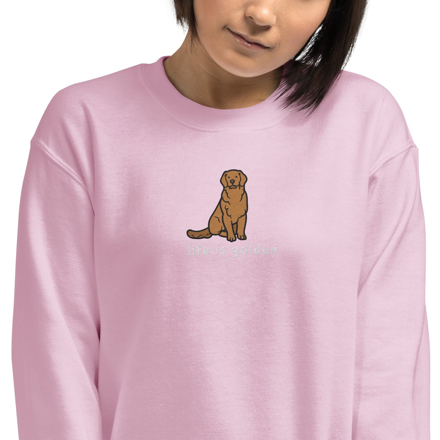 Embroidered Life is Golden Retriever Sweatshirt, golden retriever mom sweater, life golden shirt, dog mama crewneck, golden retriever shirt