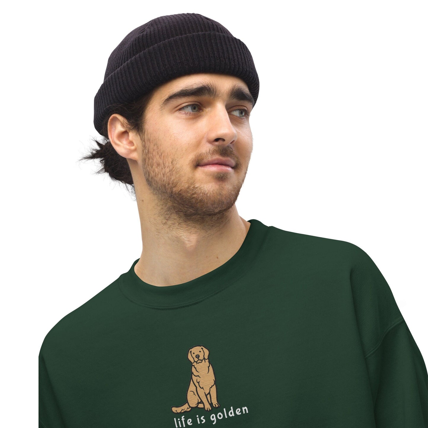 Embroidered Life is Golden Retriever Sweatshirt, golden retriever mom sweater, life golden shirt, dog mama crewneck, golden retriever shirt