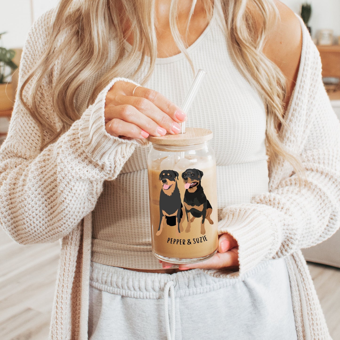 Rottweiler Glass, Iced Coffee Glass, Rottie Dad Beer Glass, Rottweiler Gifts, Rottweiler Lover Gifts, Rottweiler Mug, Rottie Mom Mug