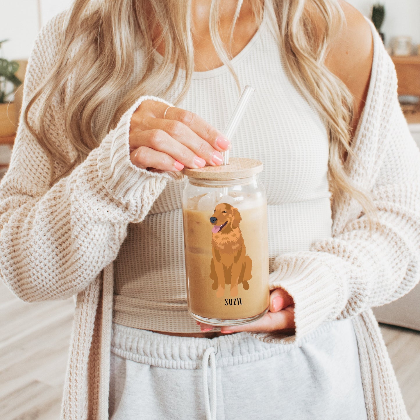 Golden Retriever Cup, dog iced coffee glass, dog mom gifts, retriever gifts, Golden tumbler, retriever mug, veterinarian mug, bday gift