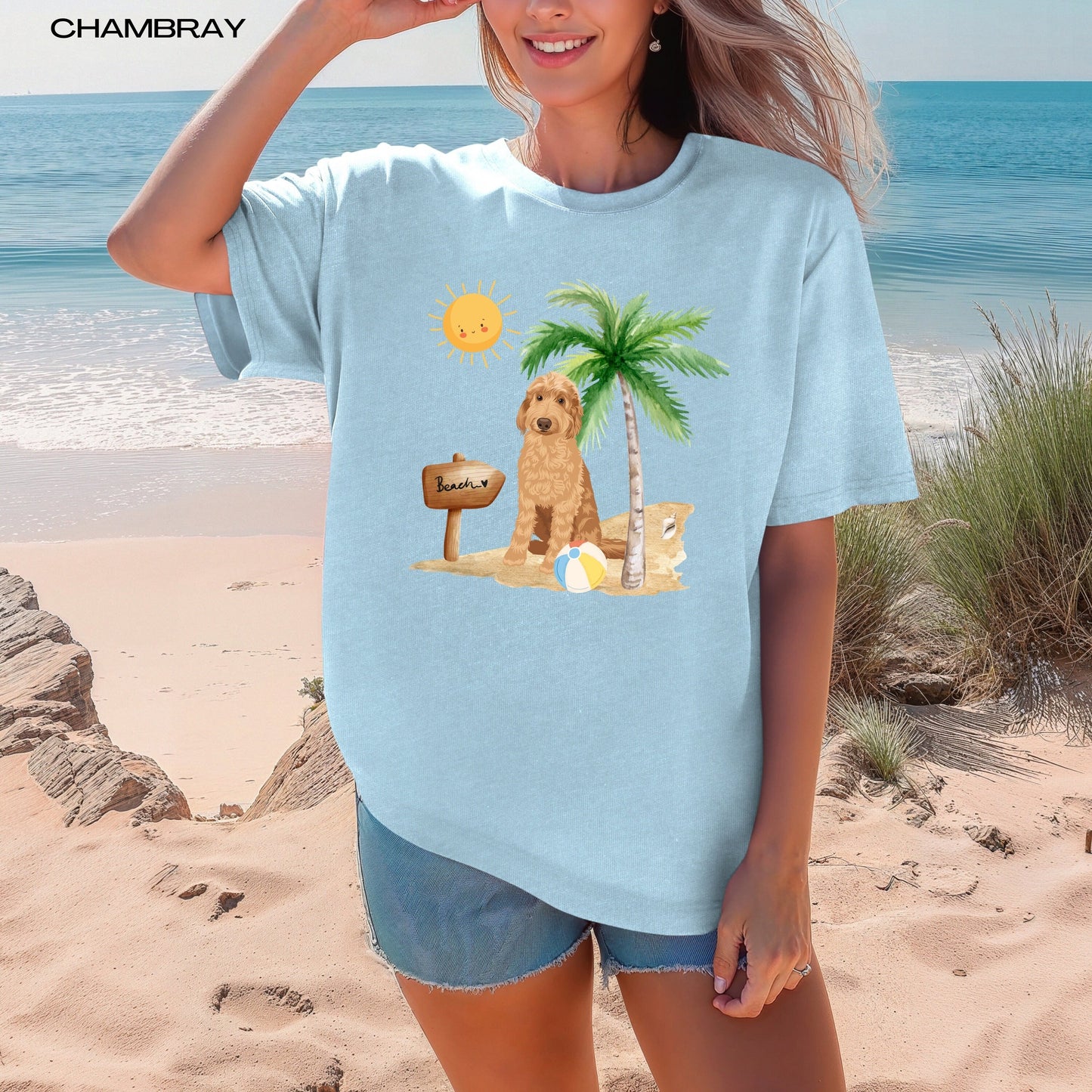 Beach Golden Doodle T-Shirt - Unique Gifts For Dog Lovers | Love Dogs Gifts
