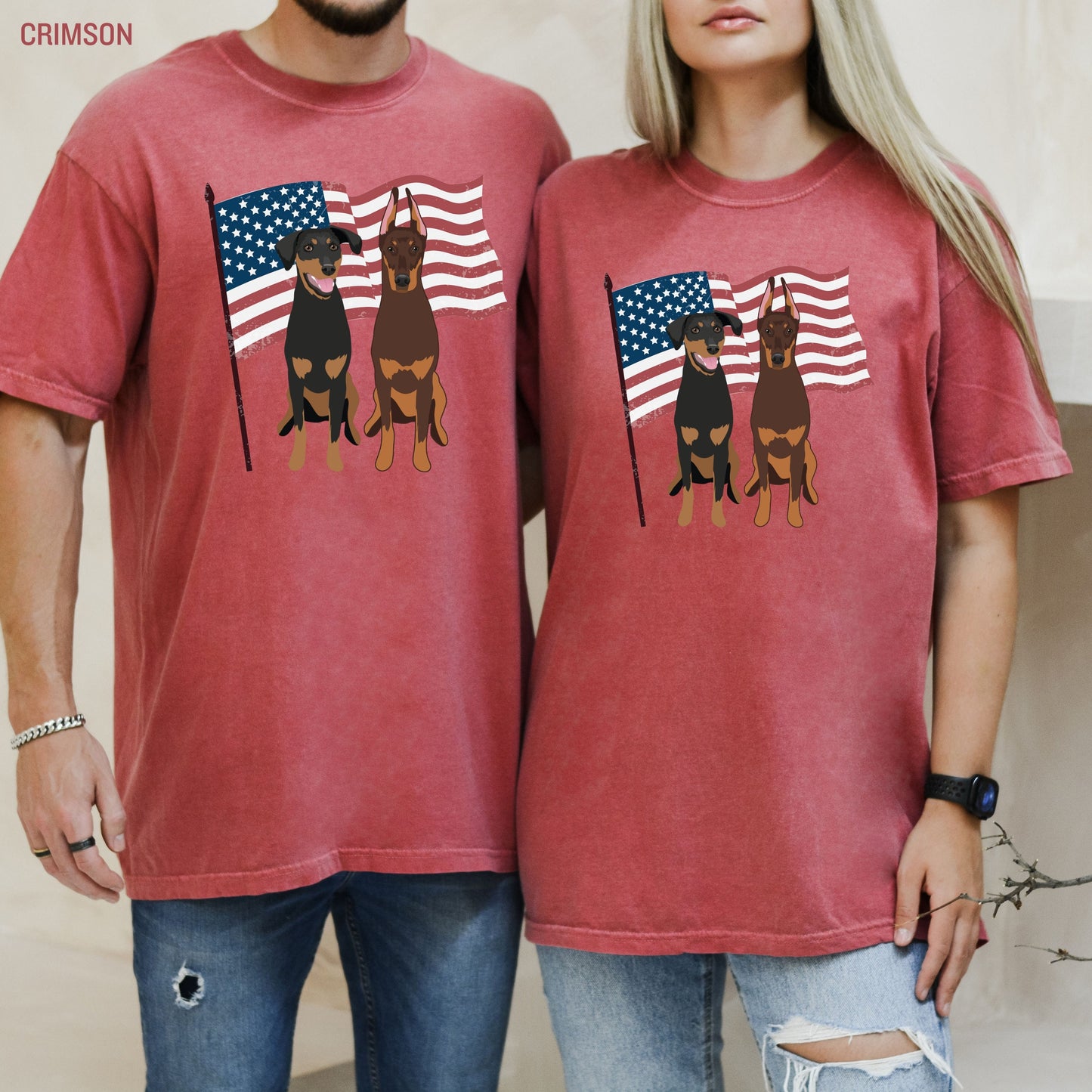 American Doberman t-shirt, comfort colors tee, 4th of july gift, doberman gifts, voting gifts, birthday patriotic shirt, dobbie mom shirt