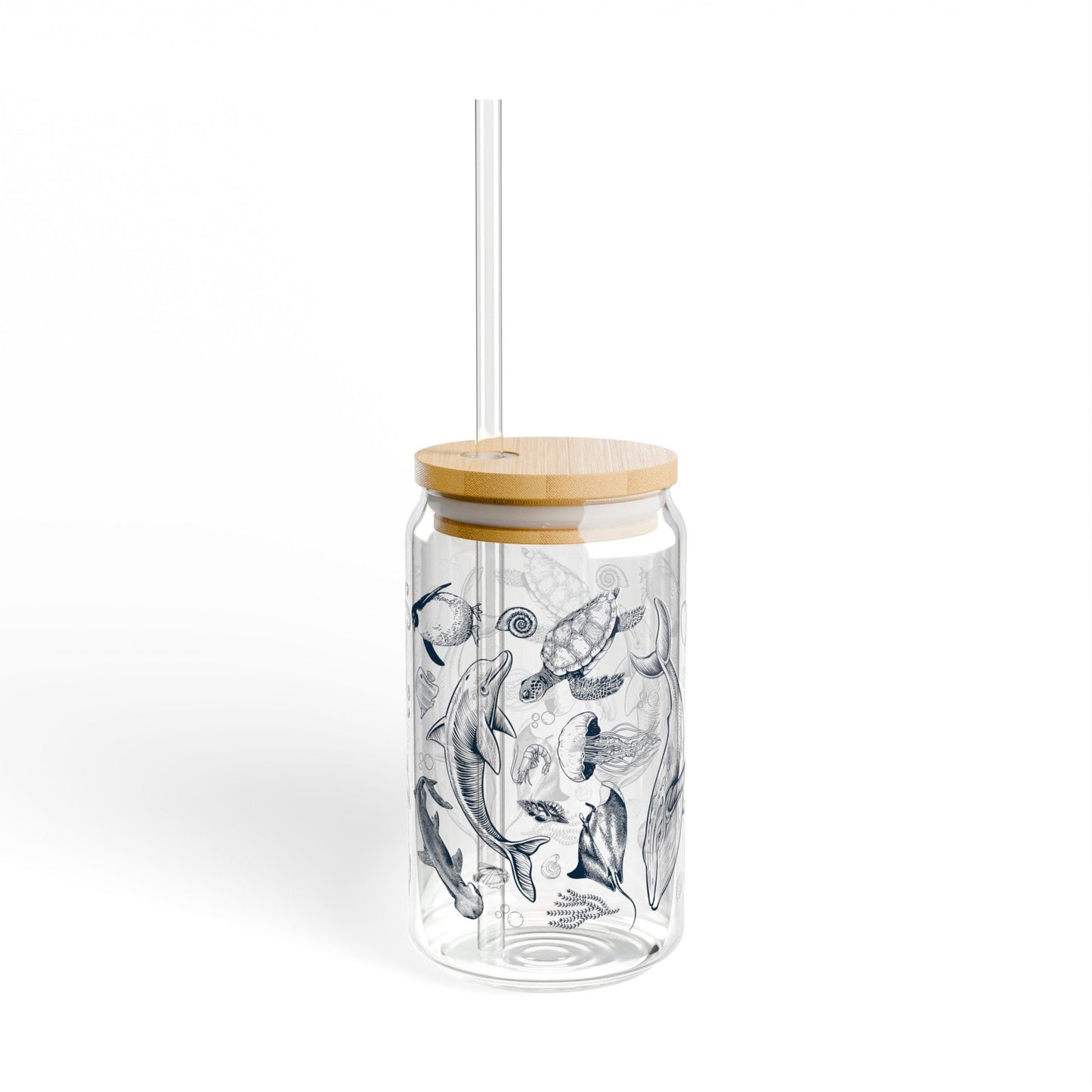 Vintage 90s Sea life glass with lid & straw, 16oz glass, retro Y2k ocean nature tumbler, sealife, marine biology gift, turtle, dolphin cup