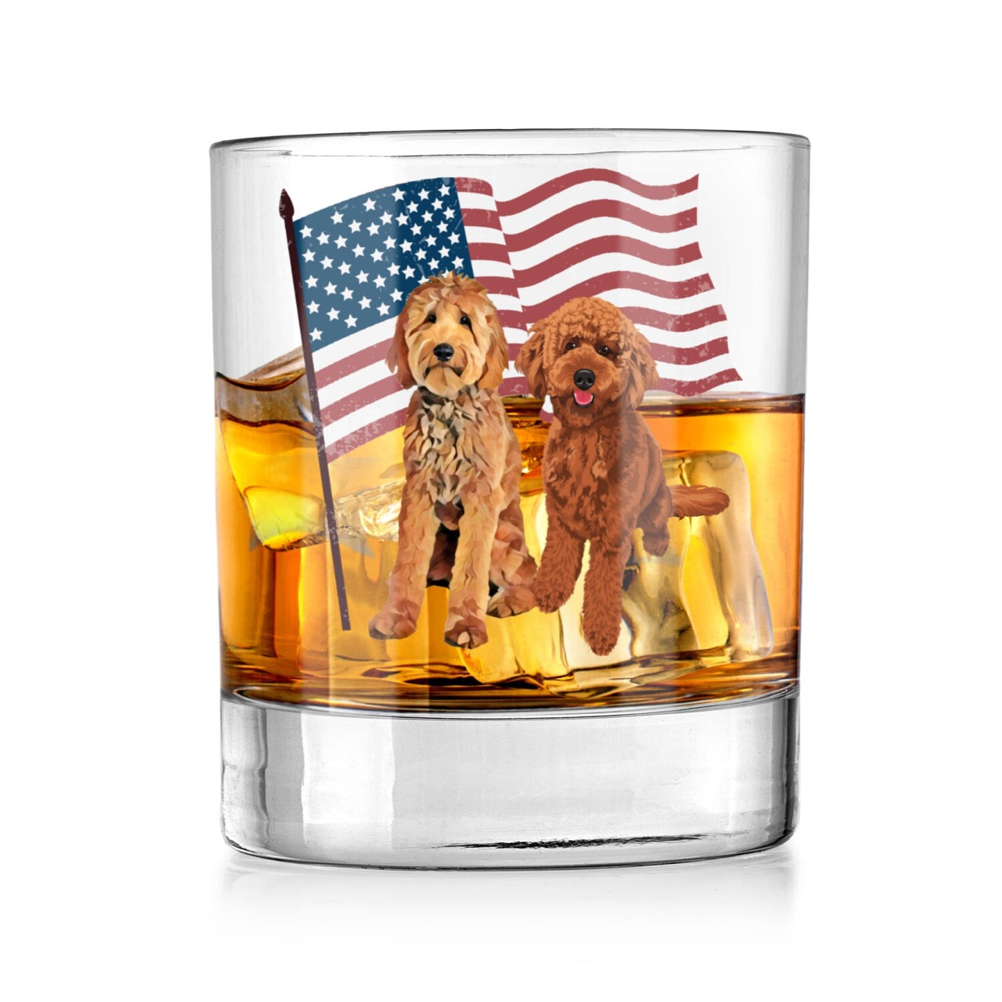 American goldendoodle whiskey glass, doodle dad gift, husband birthday gift, anniversary gift, 4th of july, doodle gifts, dog dad glass