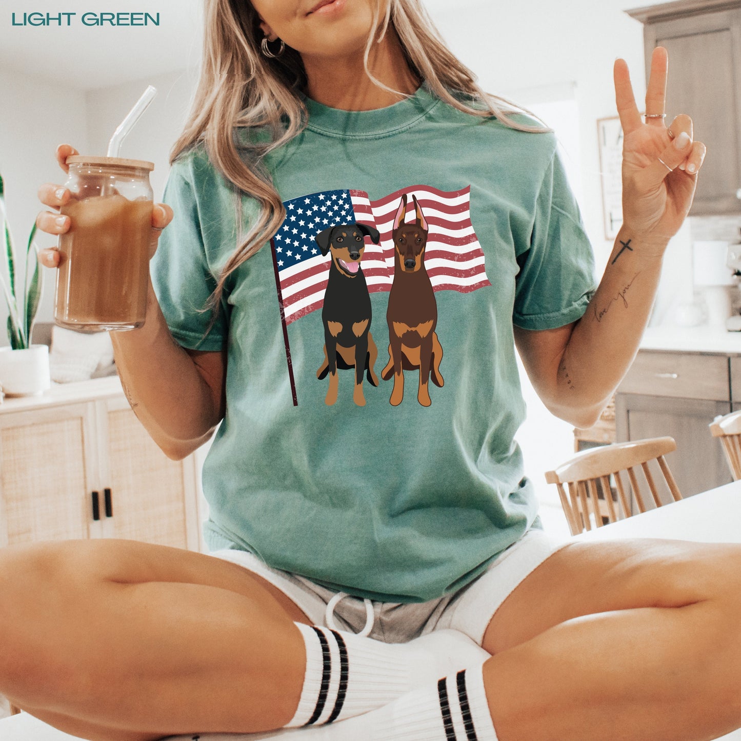 American Doberman t-shirt, comfort colors tee, 4th of july gift, doberman gifts, voting gifts, birthday patriotic shirt, dobbie mom shirt
