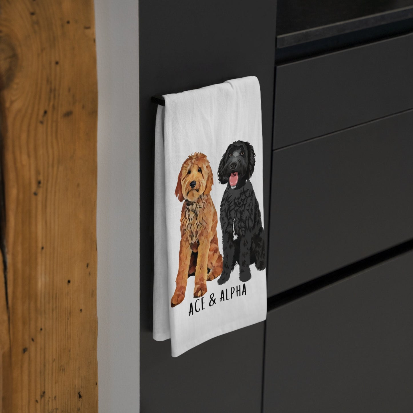 Personalized Goldendoodle flour sack kitchen tea towel, doodle tea towel, goldendoodle gifts, doodle hand towel, dish towel, housewarming