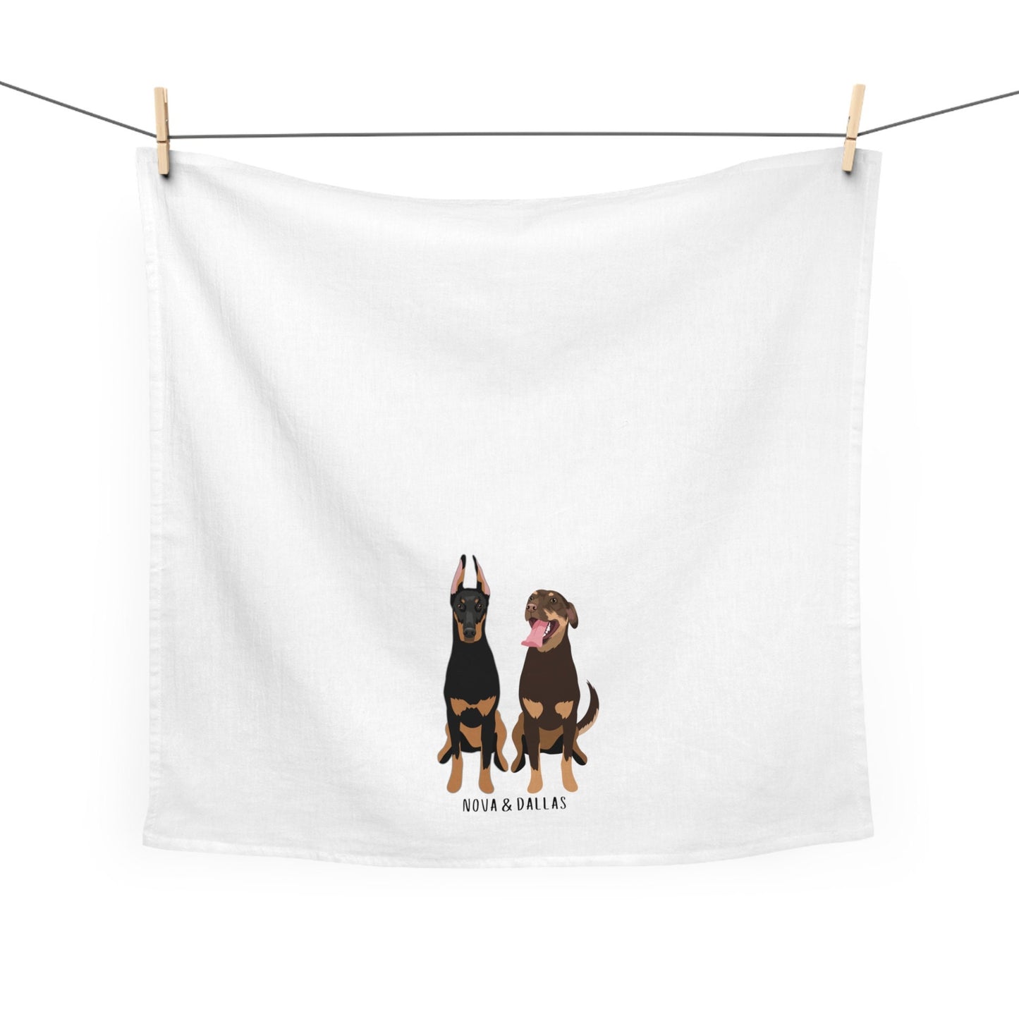 Personalized Doberman flour sack kitchen tea towel, dobbie tea towel, doberman gifts, doberman hand towel, dish towel, 100% cotton