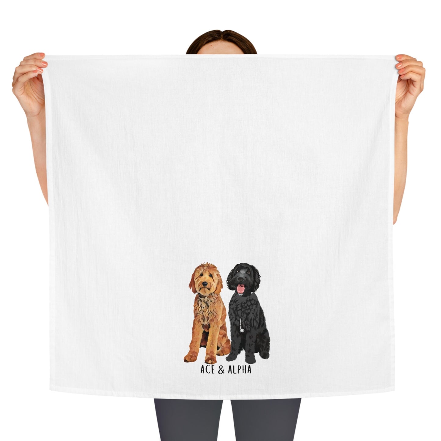 Personalized Goldendoodle flour sack kitchen tea towel, doodle tea towel, goldendoodle gifts, doodle hand towel, dish towel, housewarming
