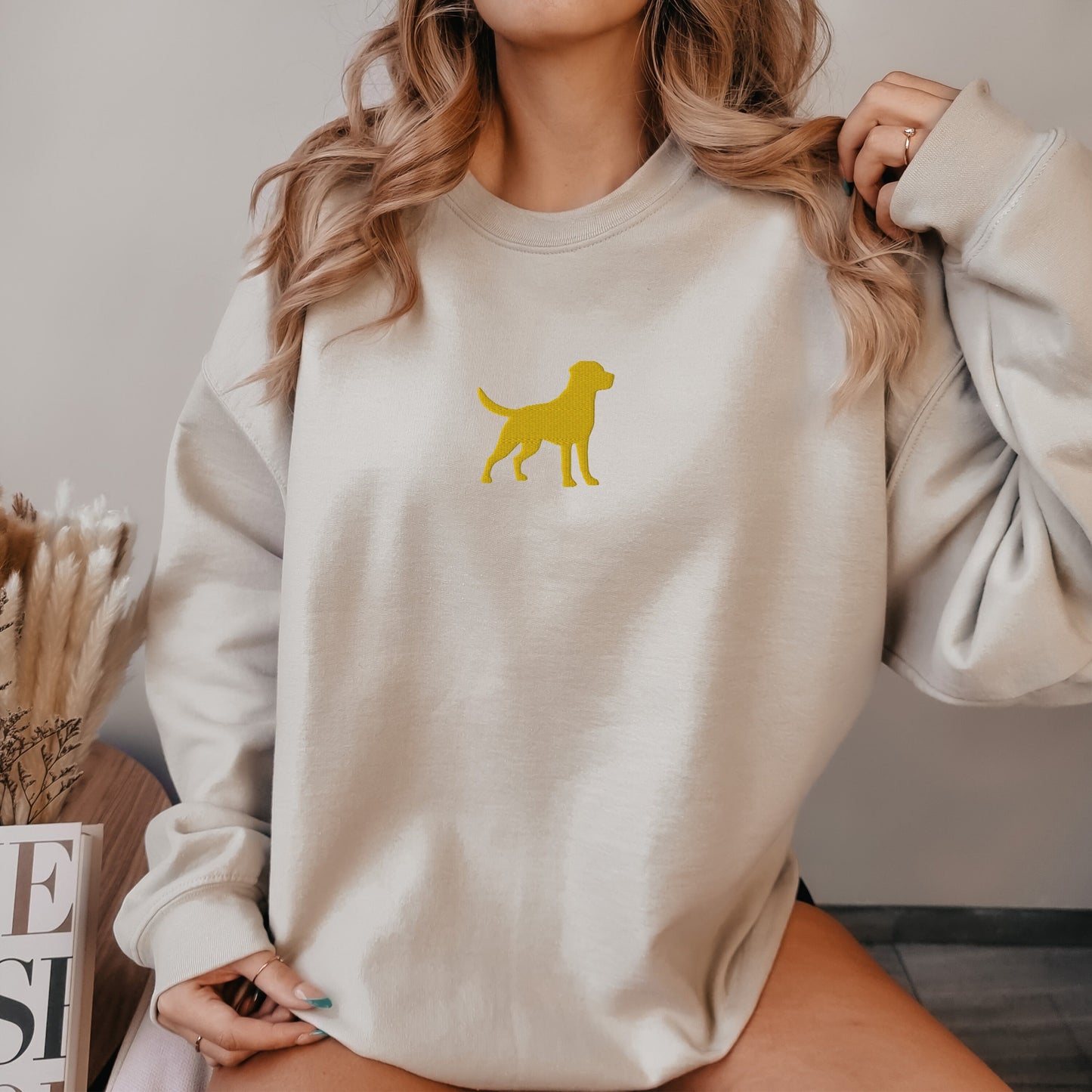 Embroidered Labrador Retriever sweatshirt, cozy fall sweater, dog mom Christmas crewneck, wife birthday gift, red fox lab shirt, lab mom