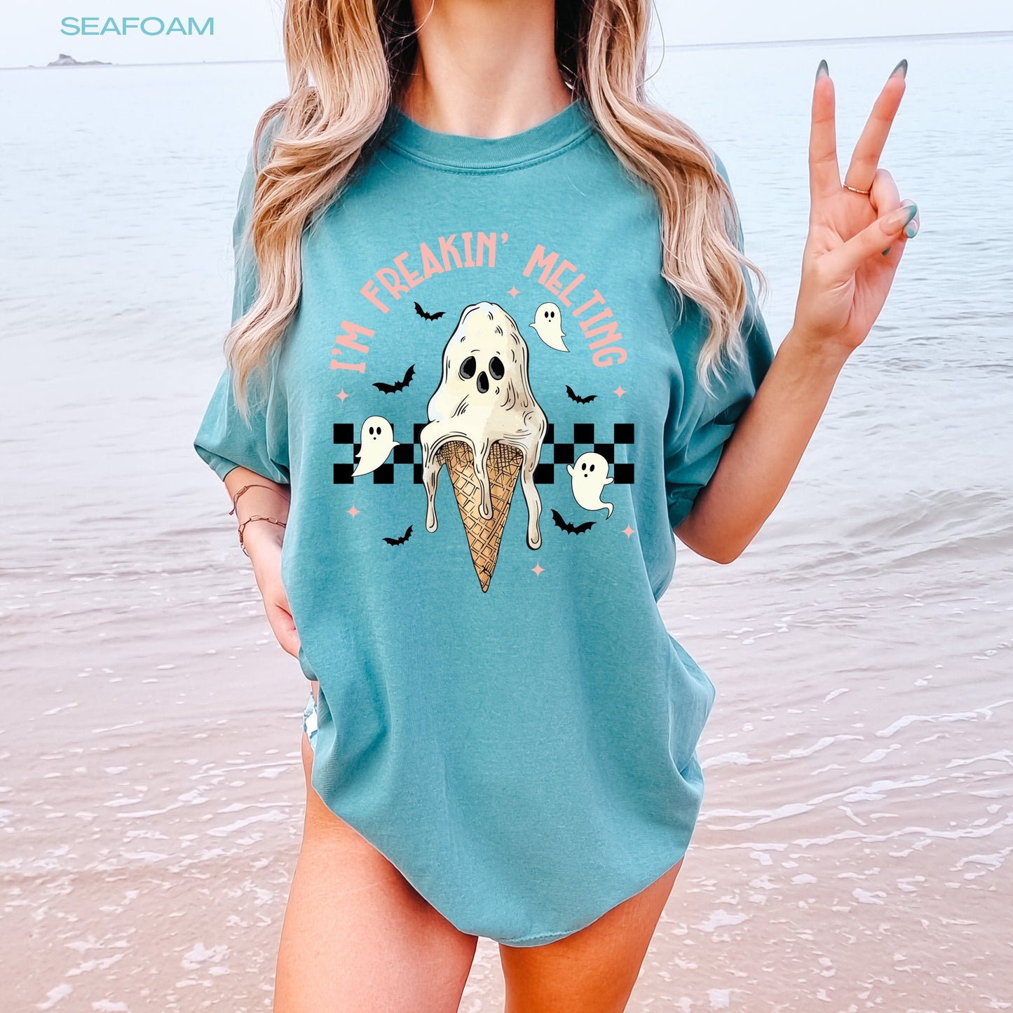 Hot Summer Melting Ice Cream 90s Shirt, festival gift for her, y2k beach girl vacation shirt, funny sister college shirt, spooky season