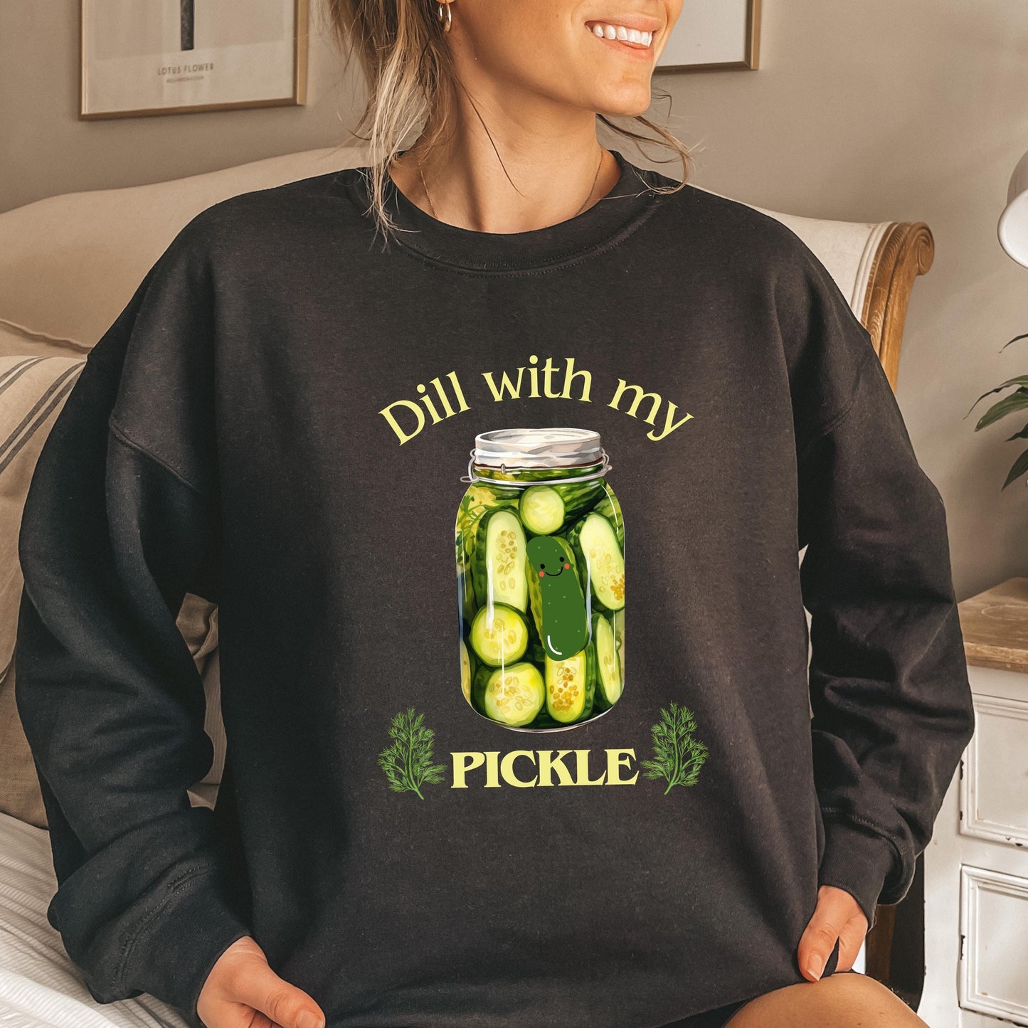 Dill With My Pickle Sweatshirt, funny vintage canned pickle shirt, canning season, pickle lovers, pickle jar crewneck, wife birthday gift