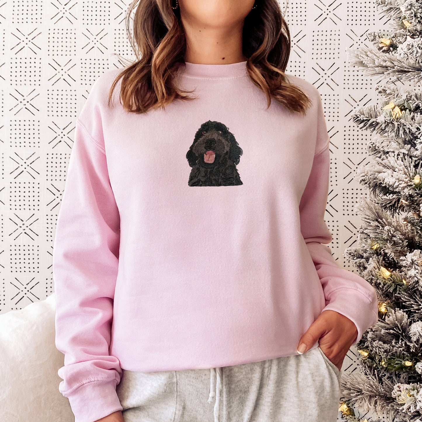 Embroidered black doodle sweatshirt, goldendoodle gifts, doodle lover gift, doodle mom, doodle dad, labradoodle, bernedoodle, dog mom shirt