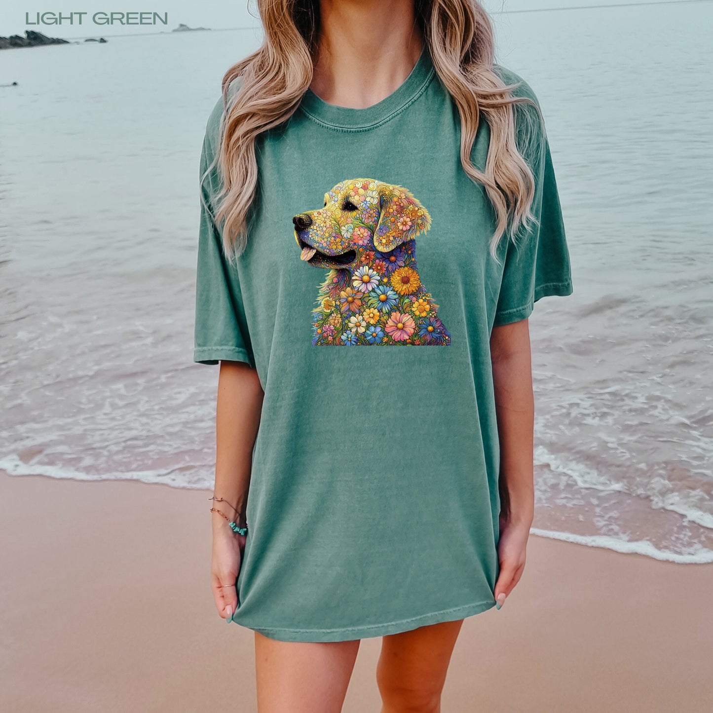 Claude Monet Inspired Golden Retriever Shirt, golden dog gift, golden mom tee, cottagecore tee, wildflower, wife birthday gift