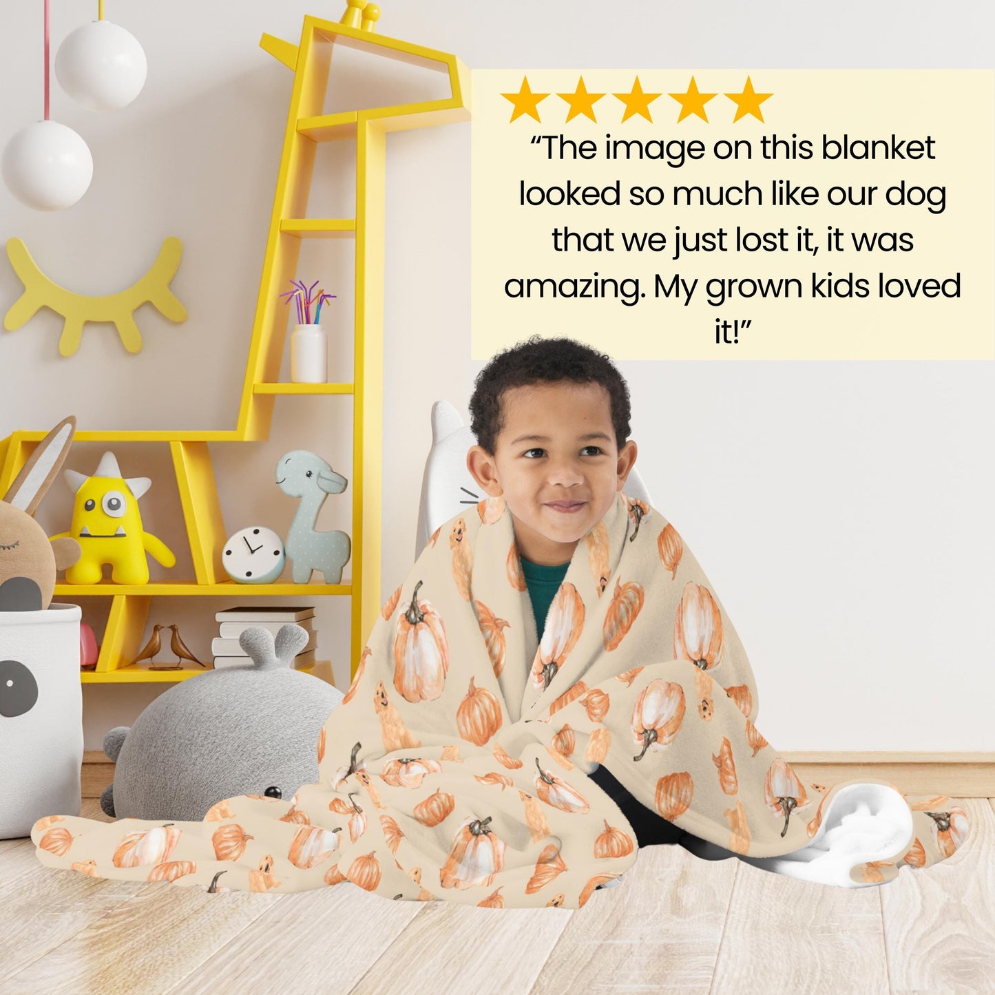 Pumpkin Golden Retriever Blanket, fall fleece throw, retriever gifts, golden dog baby blanket, Halloween dog mom gift, new puppy couch cover
