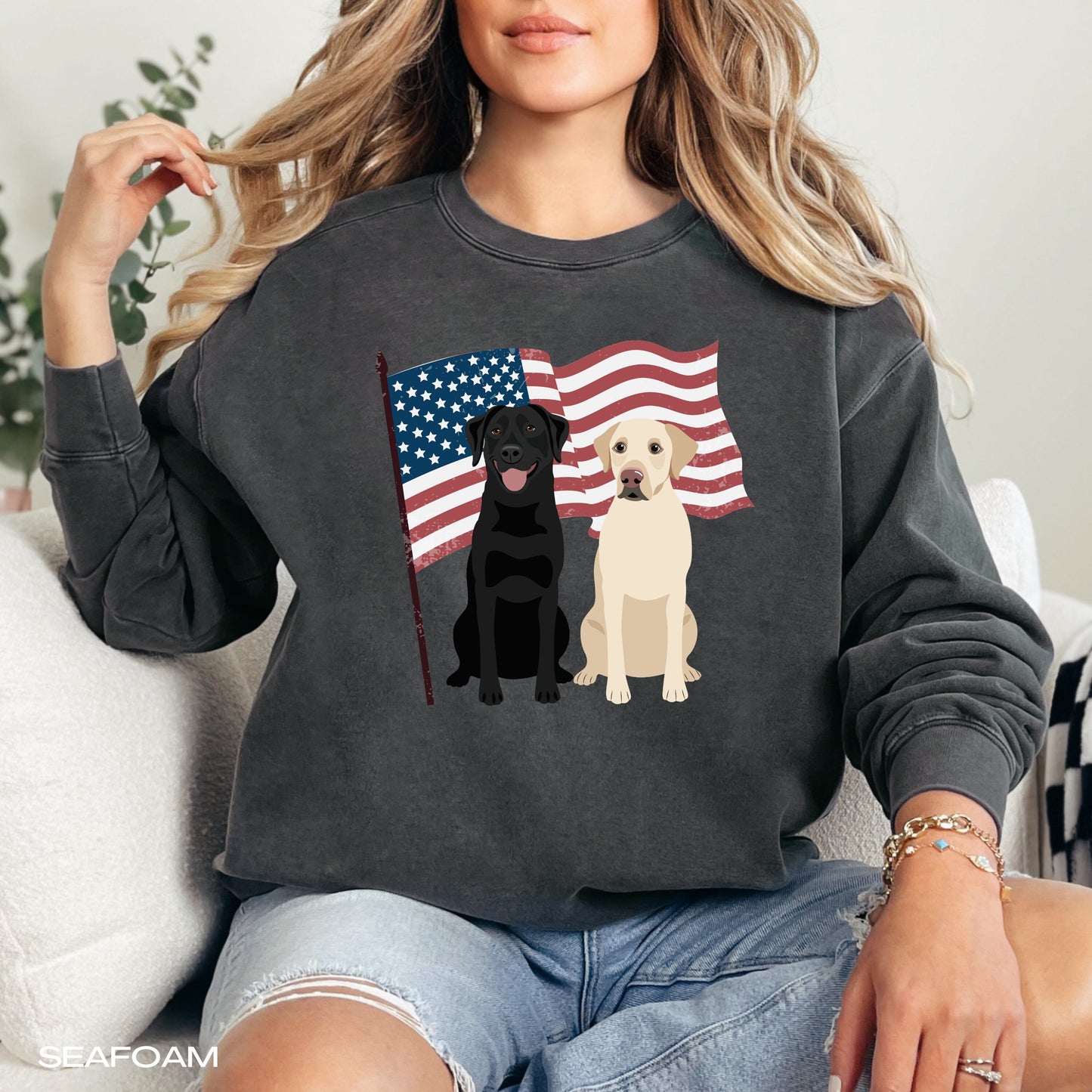 American Labrador Retriever Sweatshirt, comfort colors 1566, wife birthday gift, retriever gift, usa president election shirt, lab mom shirt