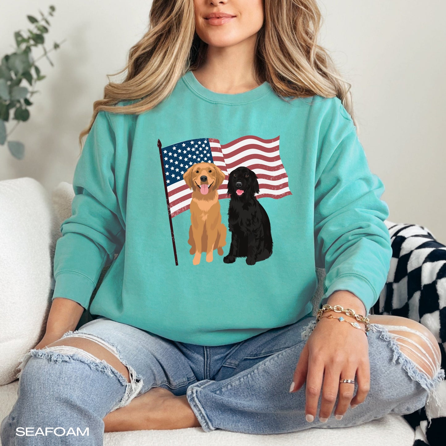 American Golden retriever sweatshirt, comfort colors 1566, wife birthday gift, USA president election shirt, dog mom gift, retriever gifts