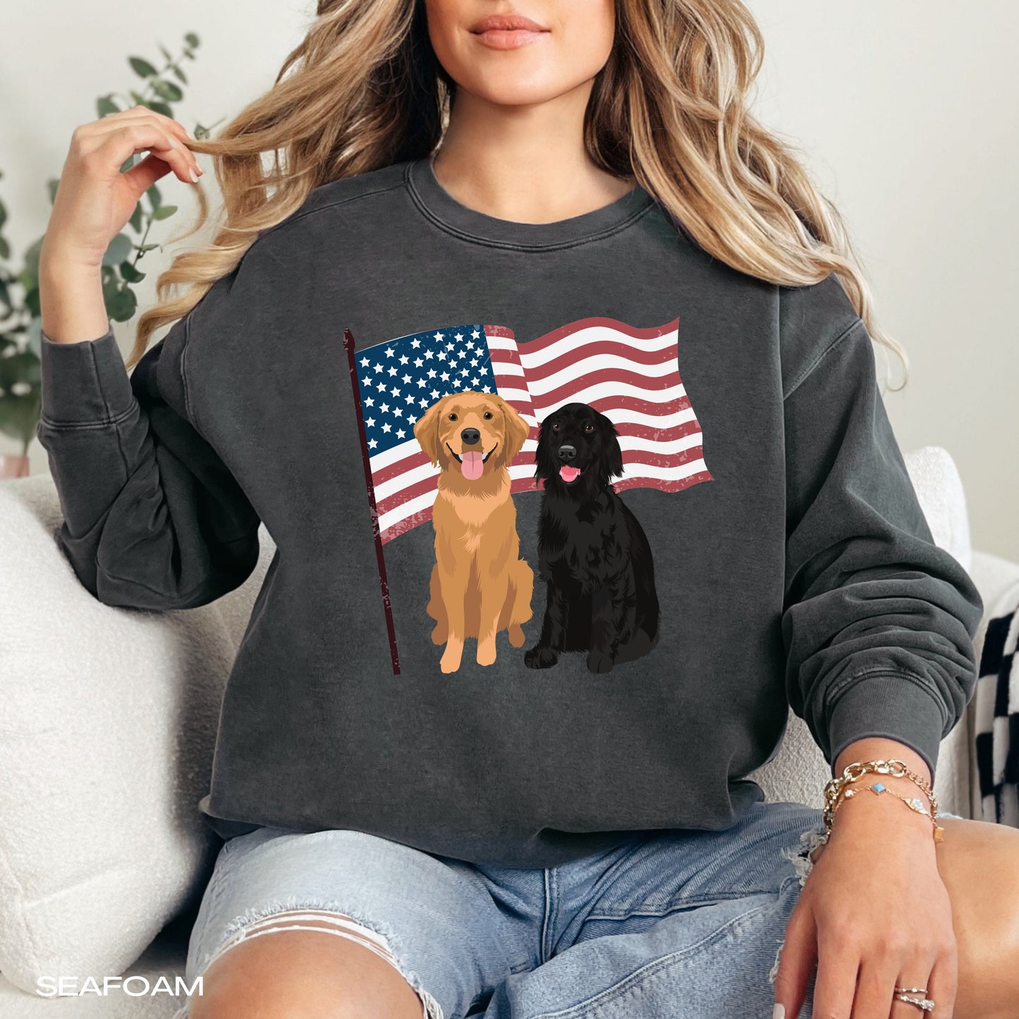 American Golden retriever sweatshirt, comfort colors 1566, wife birthday gift, USA president election shirt, dog mom gift, retriever gifts