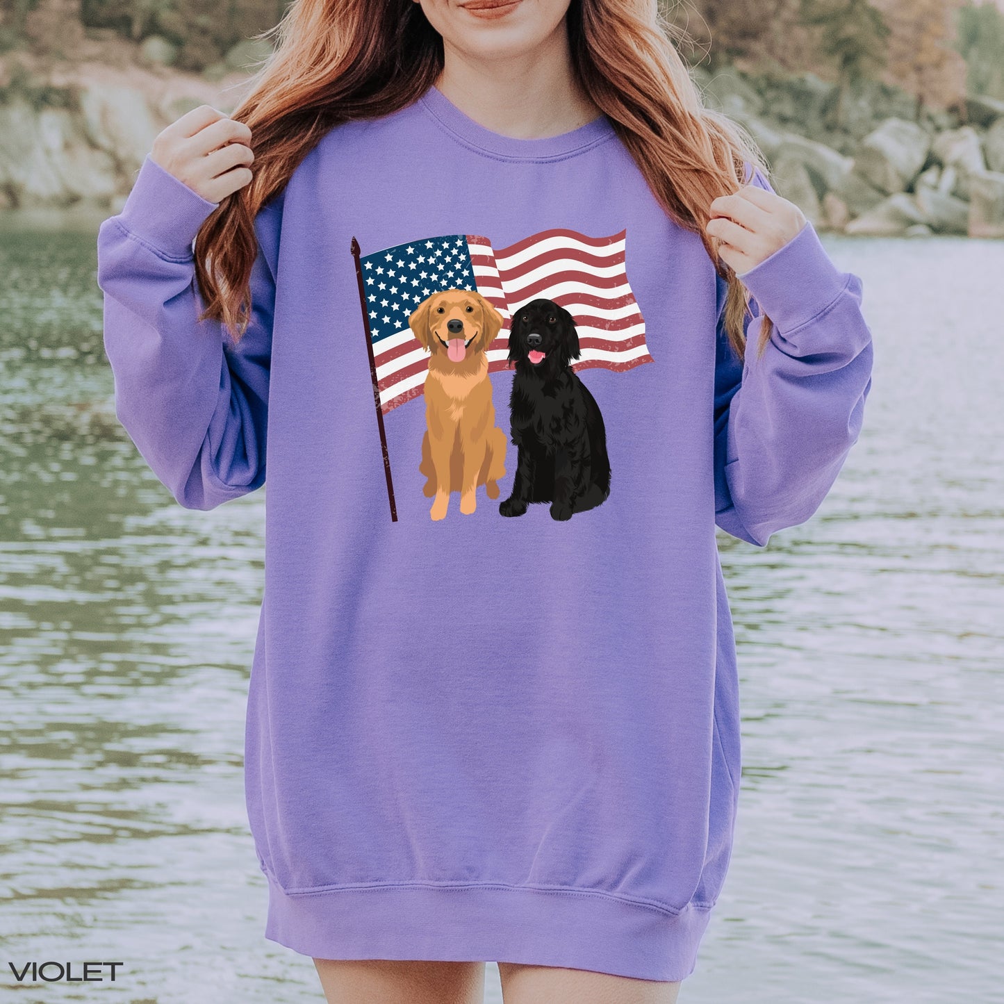 American Golden retriever sweatshirt, comfort colors 1566, wife birthday gift, USA president election shirt, dog mom gift, retriever gifts
